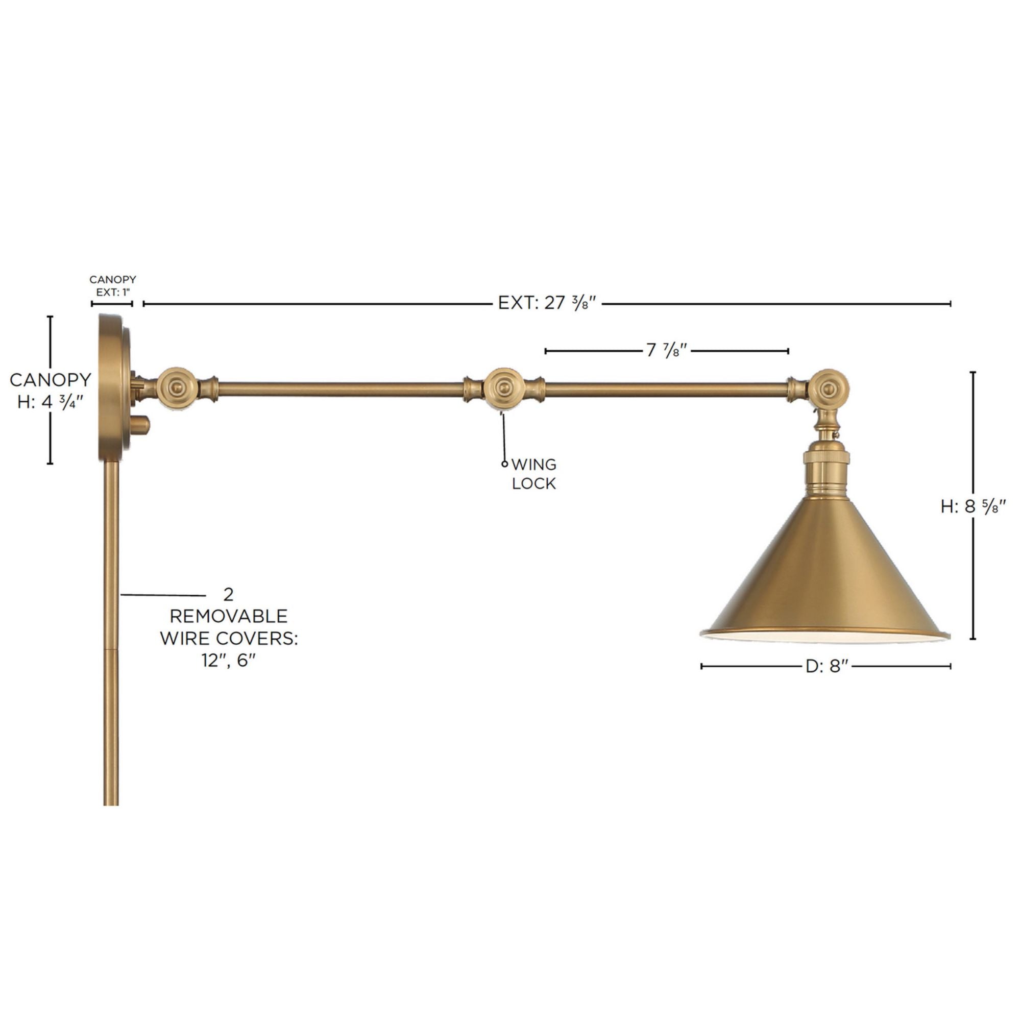 Delancey Swing Arm Lamp, Vintage Brass - Bees Lighting