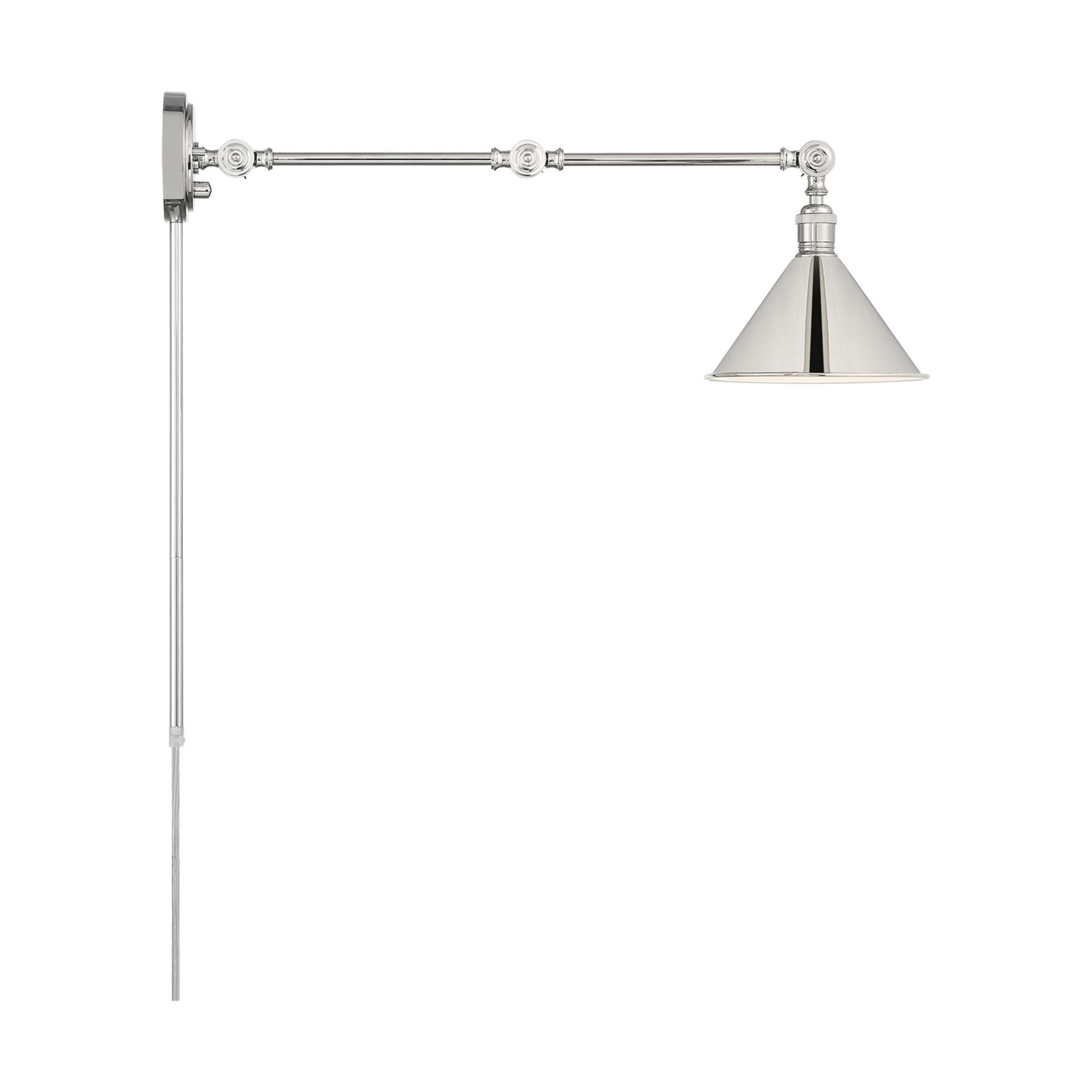 Delancey Swing Arm Lamp, Polished Nickel - Bees Lighting