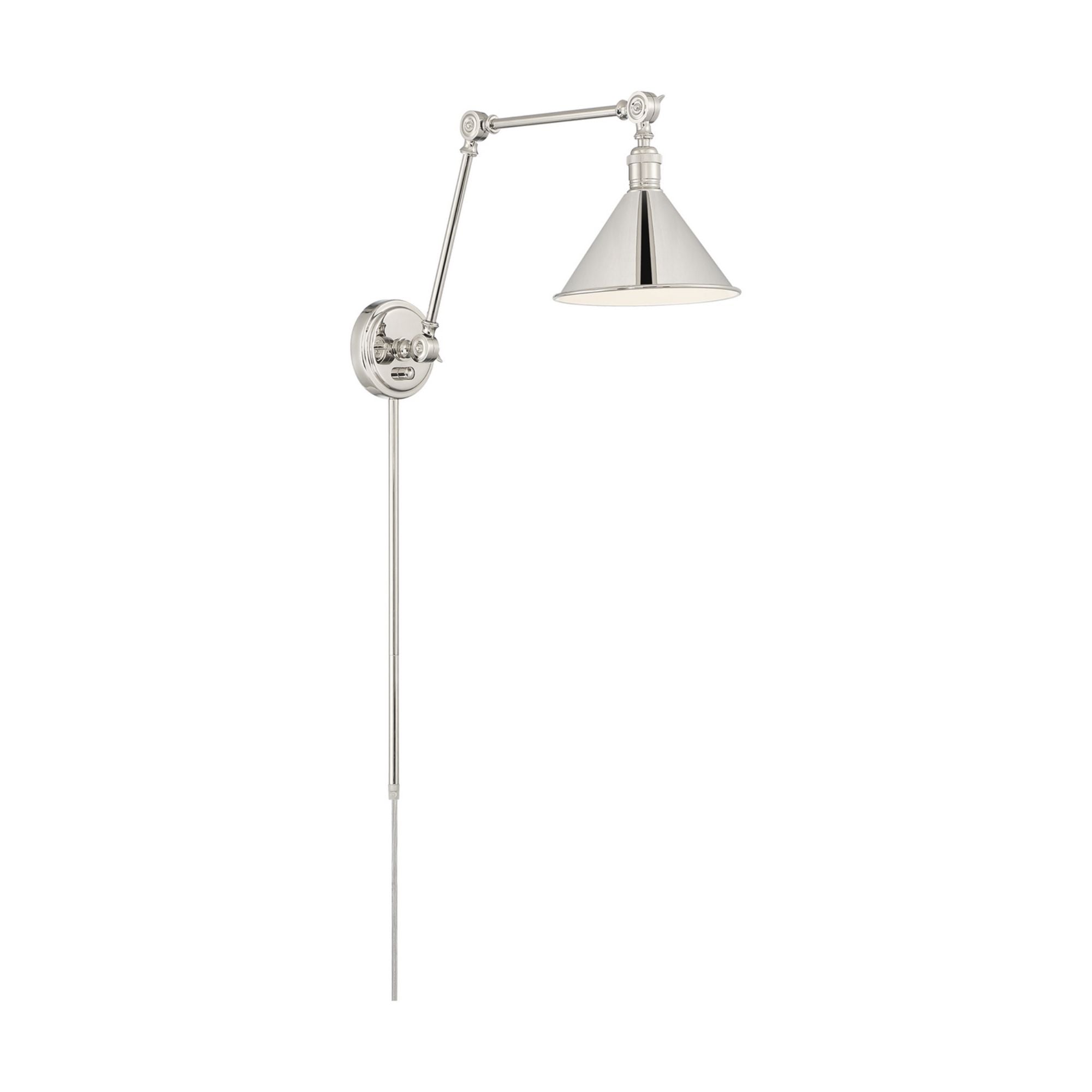 Delancey Swing Arm Lamp, Polished Nickel - Bees Lighting