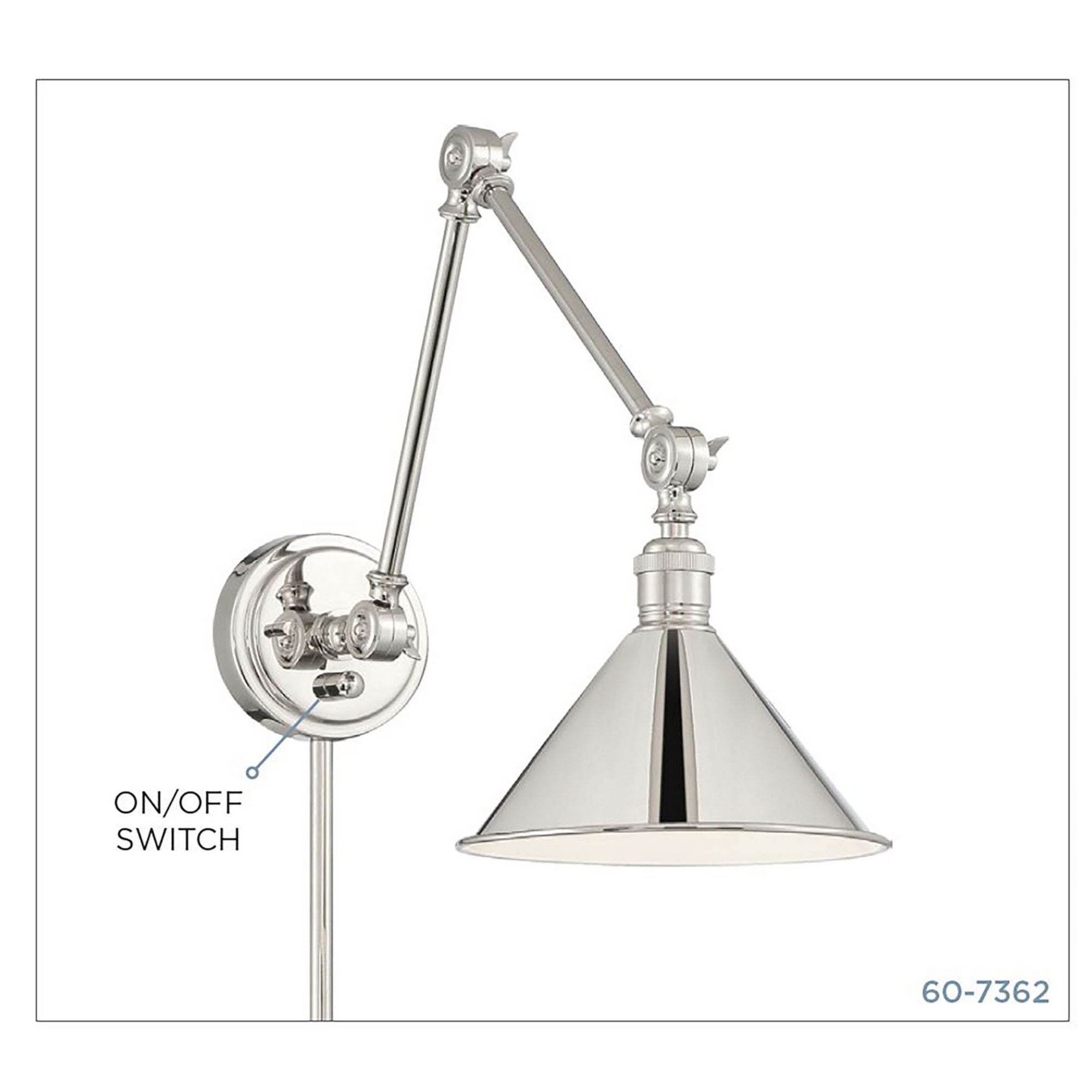 Delancey Swing Arm Lamp, Polished Nickel - Bees Lighting