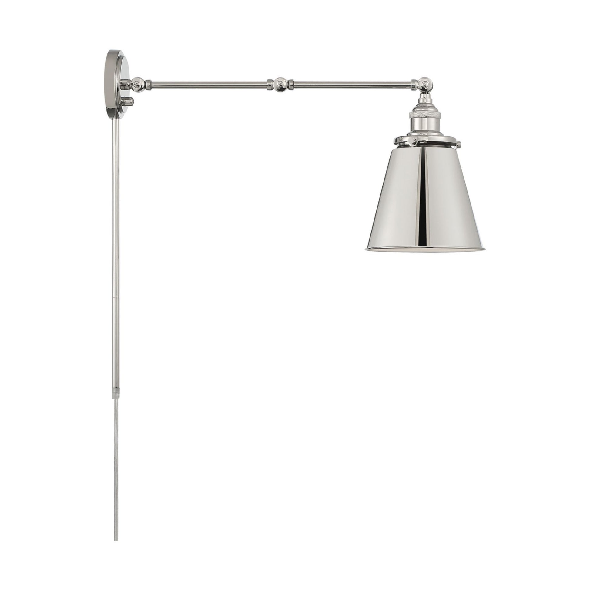 Bayard Swing Arm Lamp, Polished Nickel - Bees Lighting