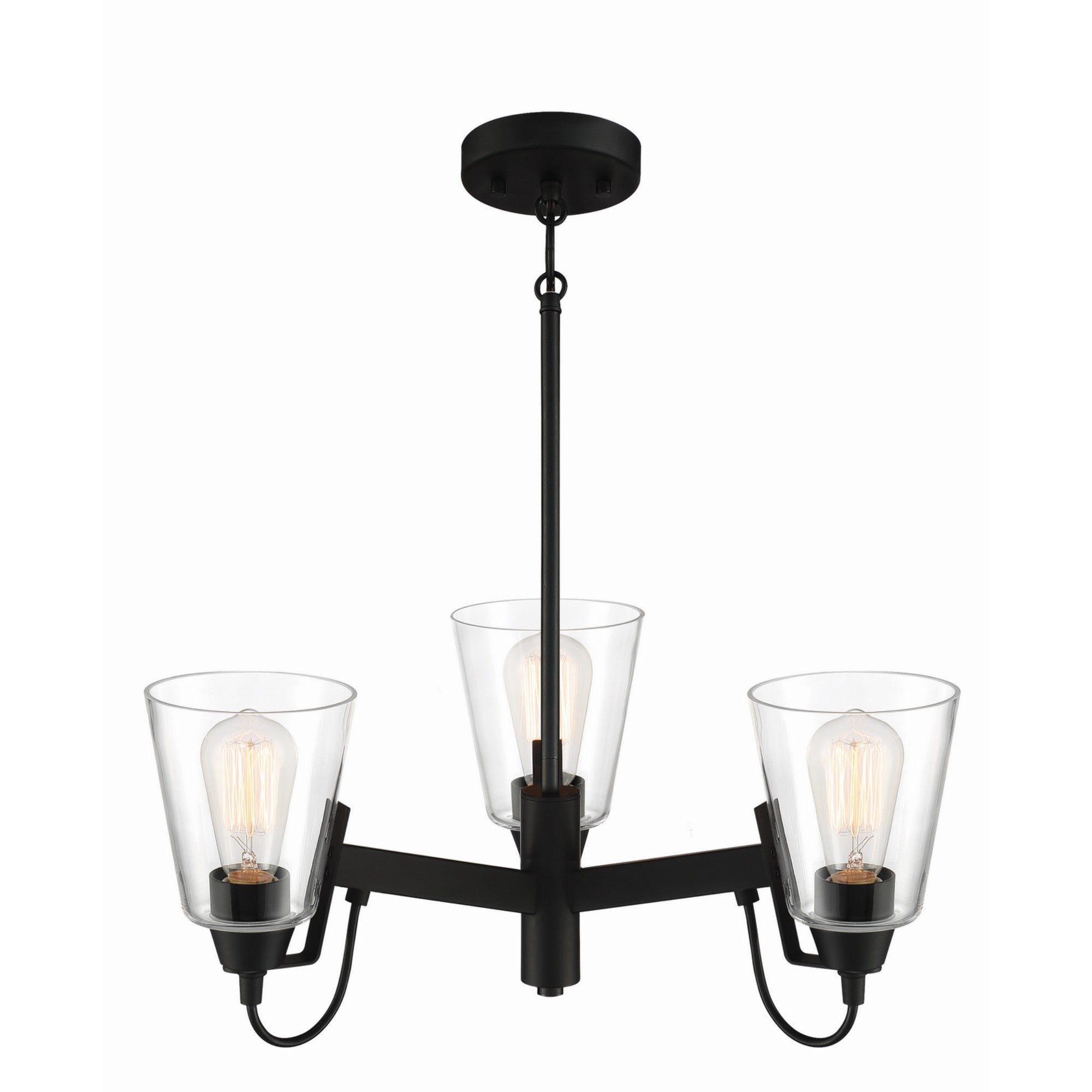 Beckonridge 22 in. 3 Lights Chandelier Black finish