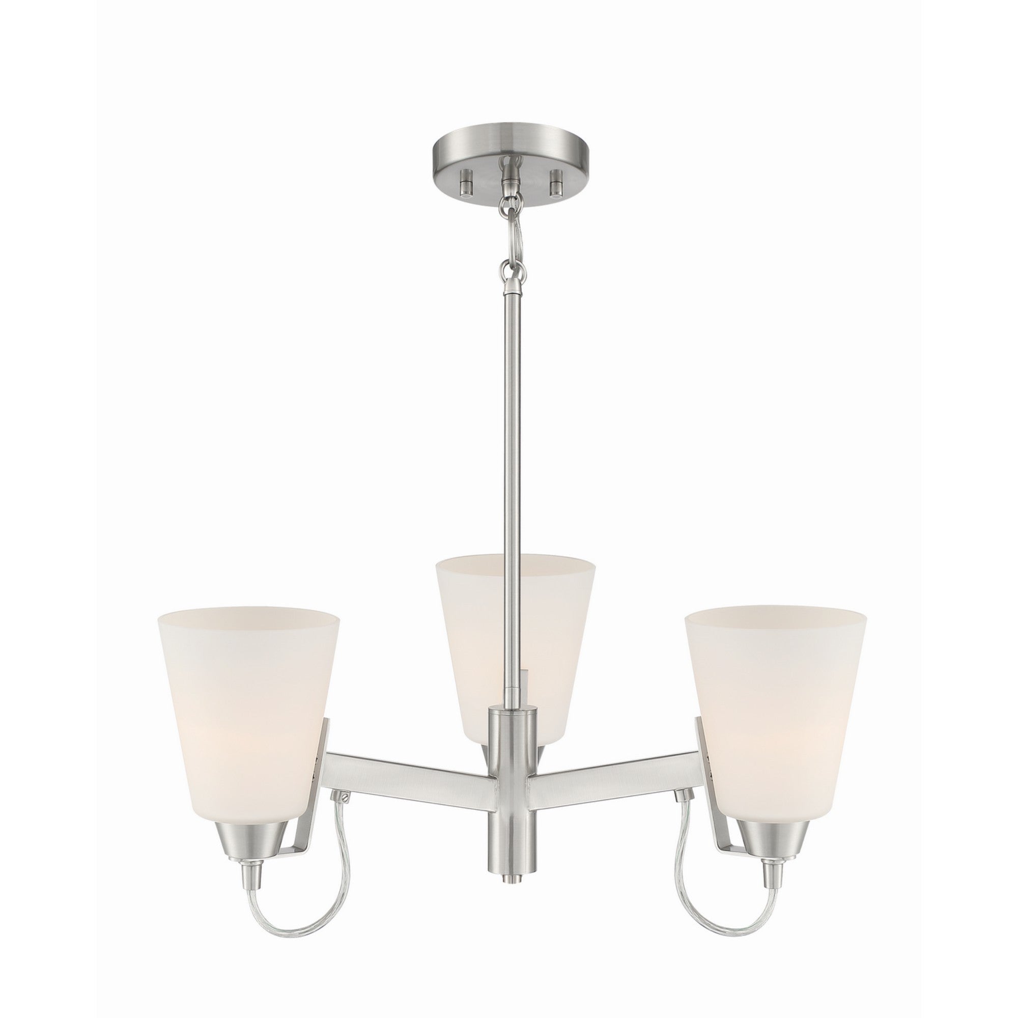 Beckonridge 22" 3-Light Chandelier, Brushed Nickel Finish - Bees Lighting