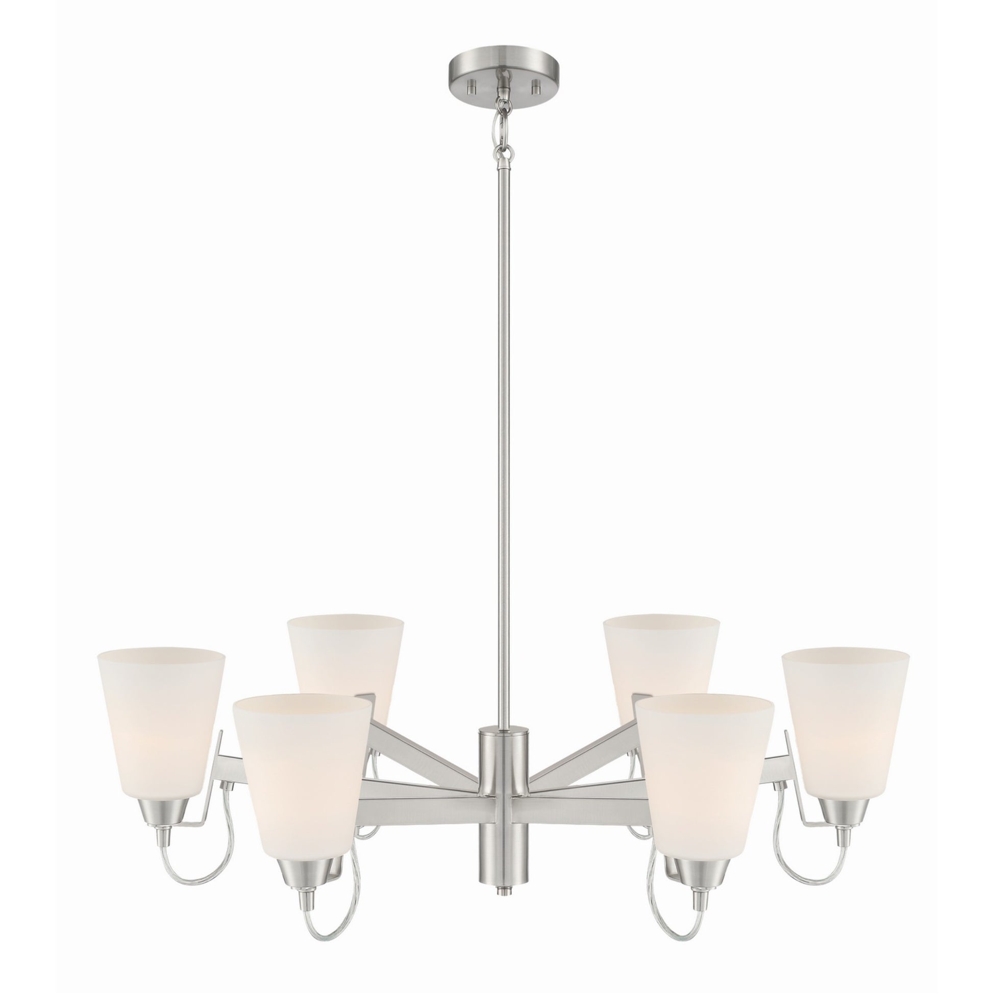 Beckonridge 32" 6-Light Chandelier, Brushed Nickel Finish - Bees Lighting