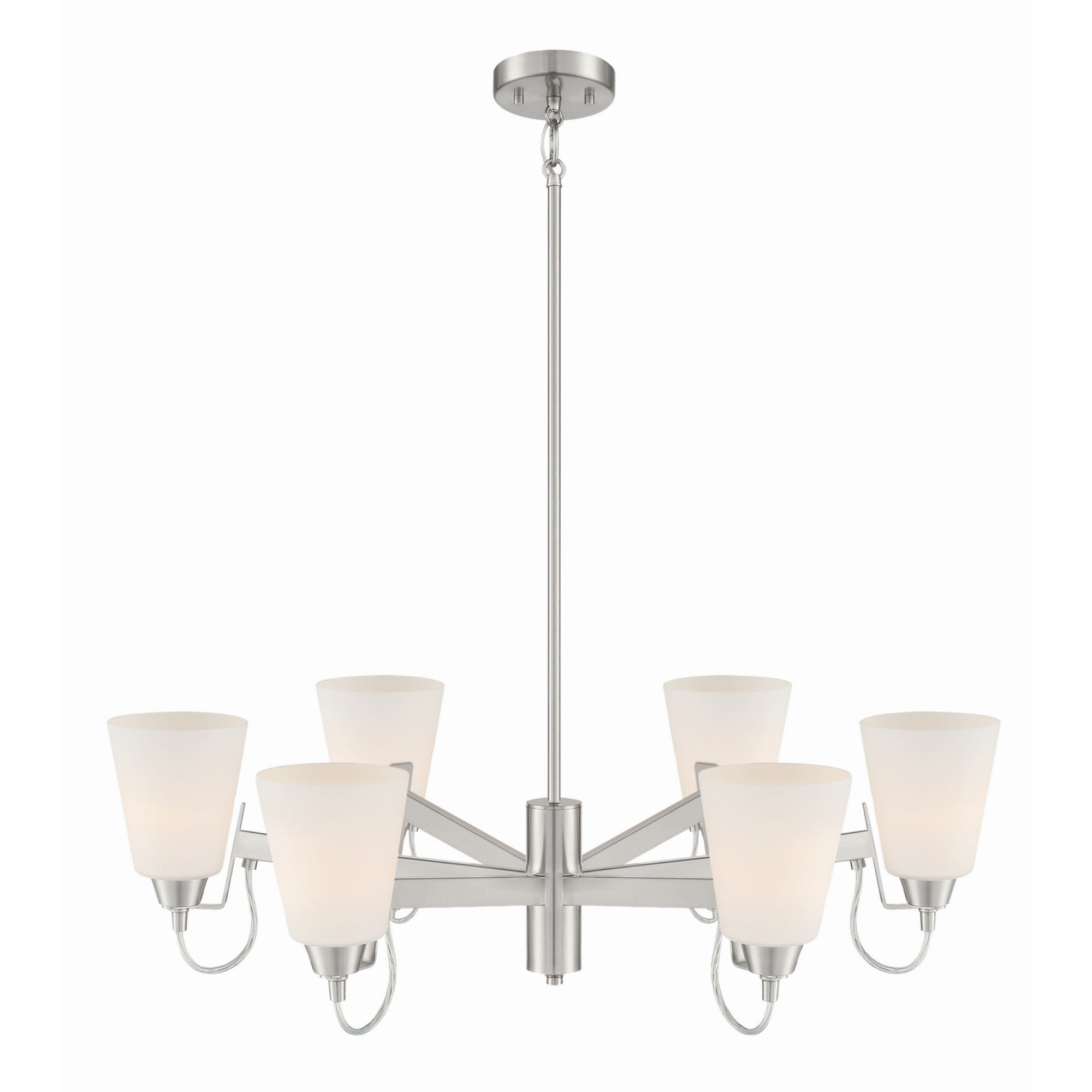 Beckonridge 32" 6-Light Chandelier, Brushed Nickel Finish - Bees Lighting