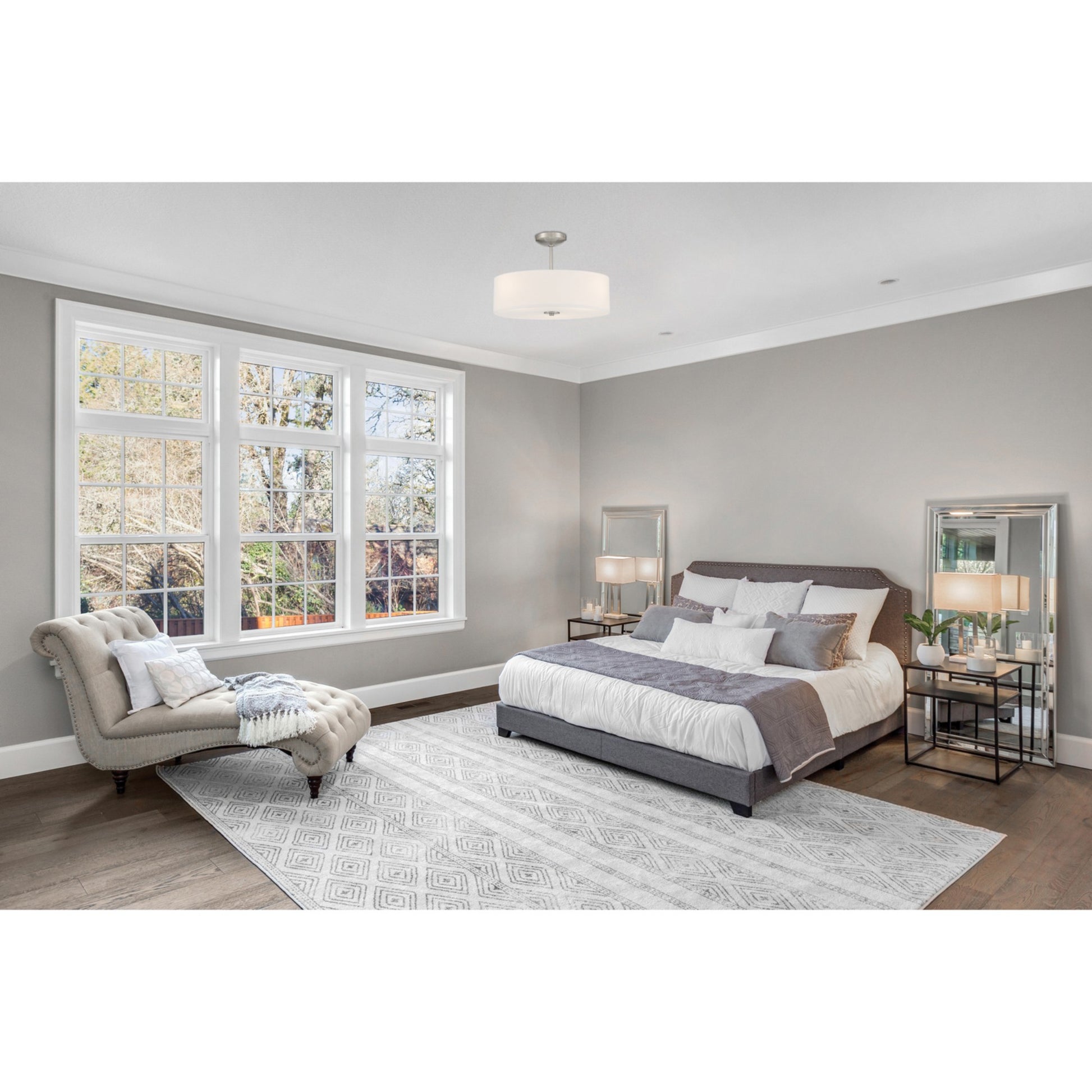 Mid Town 18" Convertible LED Pendant, Brushed Steel Finish - Bees Lighting