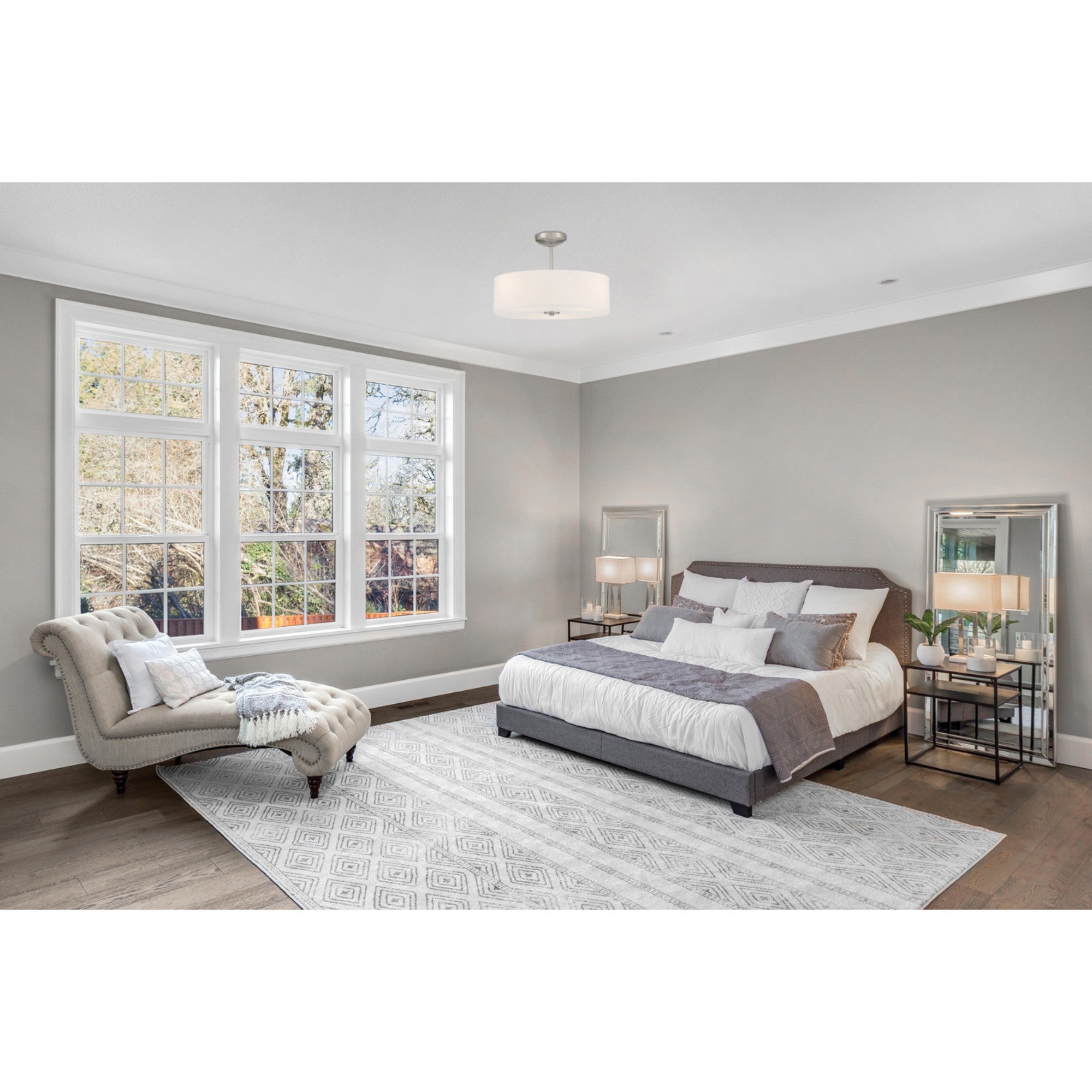 Mid Town 18" Convertible LED Pendant, Brushed Steel Finish - Bees Lighting