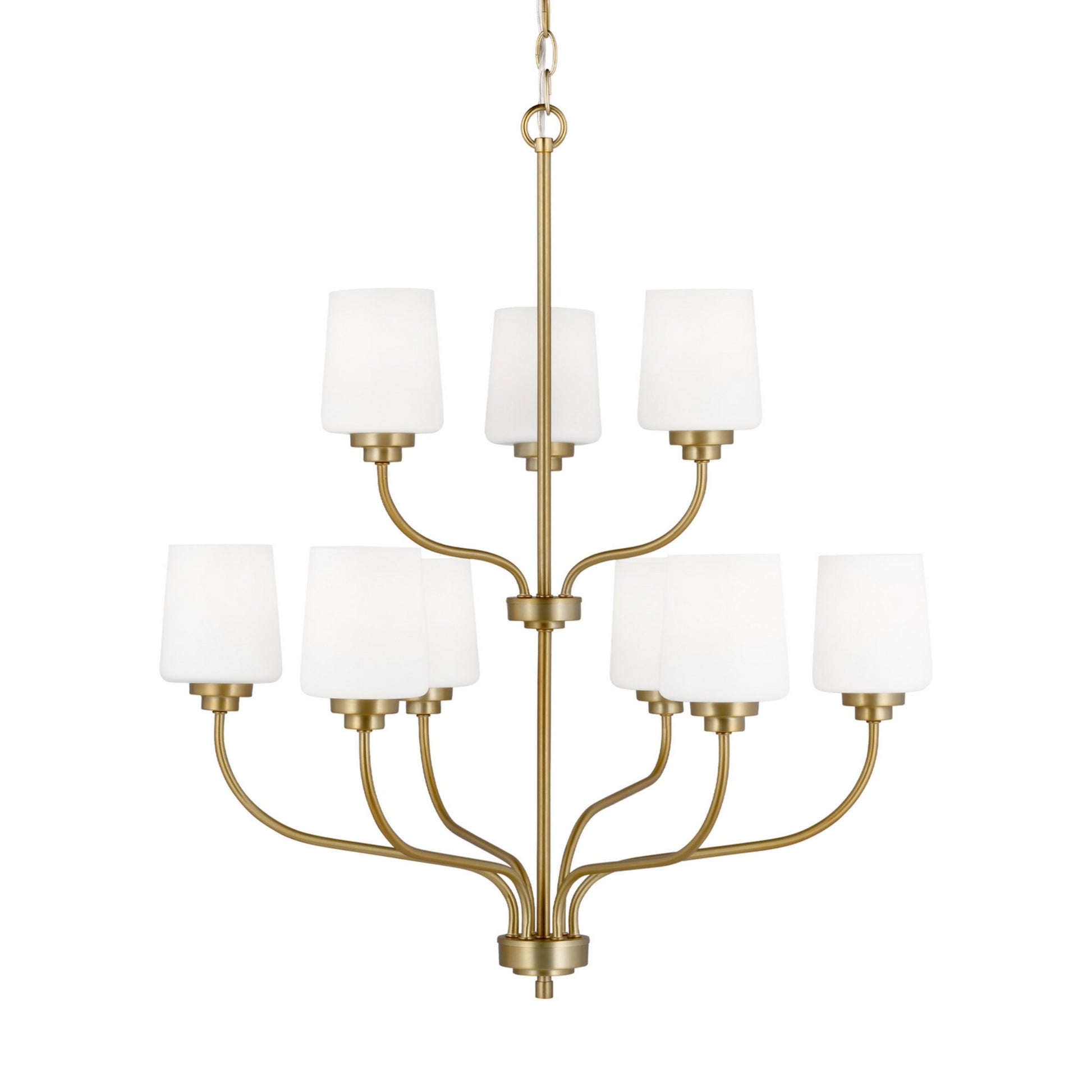 Windom 28" 9-Light Chandelier, Satin Brass Finish - Bees Lighting