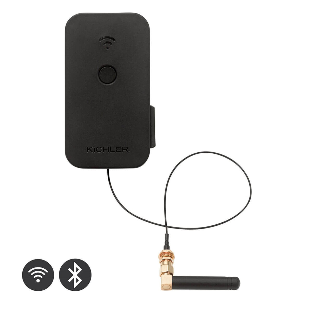 Black lighting control module with button and wireless indicator, plus antenna cable