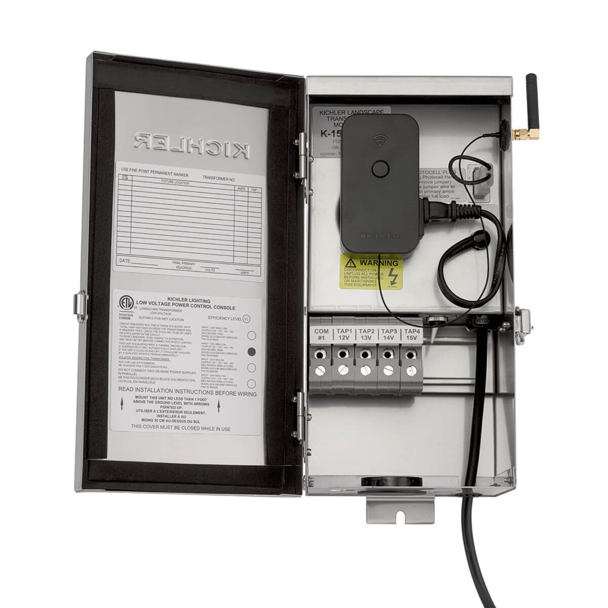 Open accessory lighting control with internal wiring, circuit board, and connectors