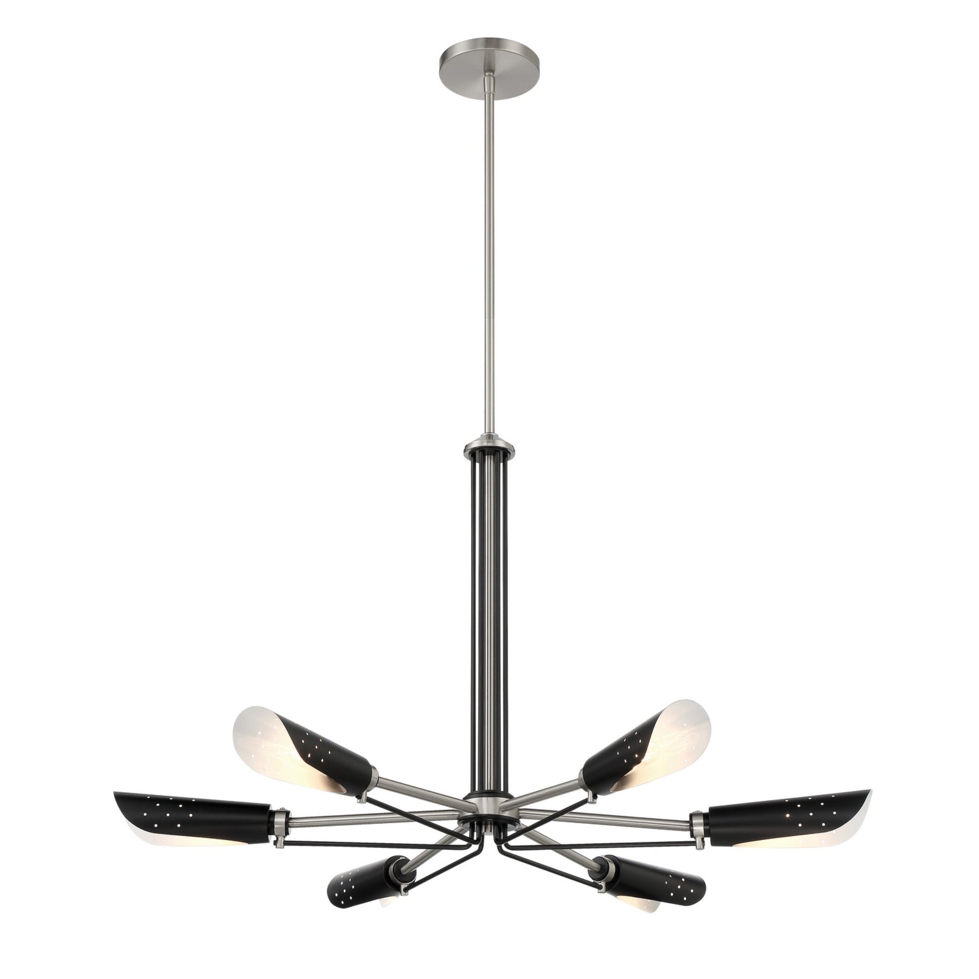 Turbine 34" 6-Light Chandelier, Coal & Brushed Nickel Finish - Bees Lighting
