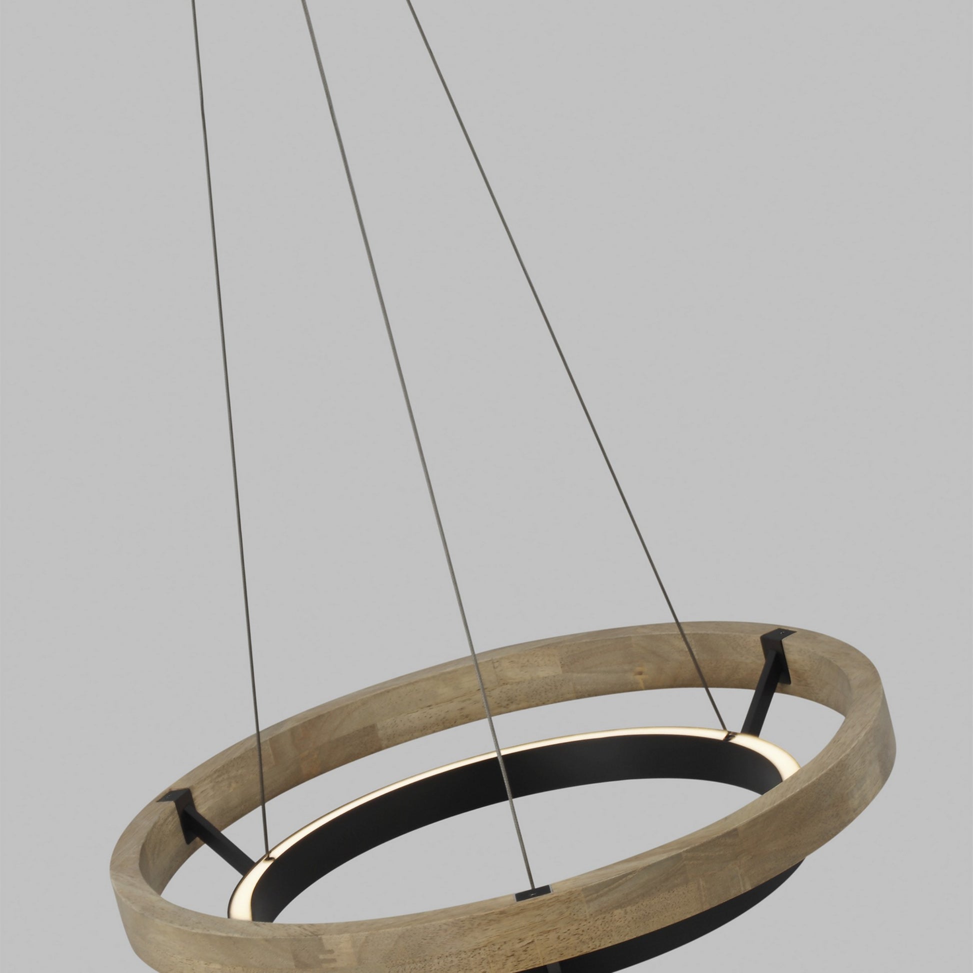 Grace 24" LED Chandelier, Matte Black & Weathered Oak Wood Finish - Bees Lighting
