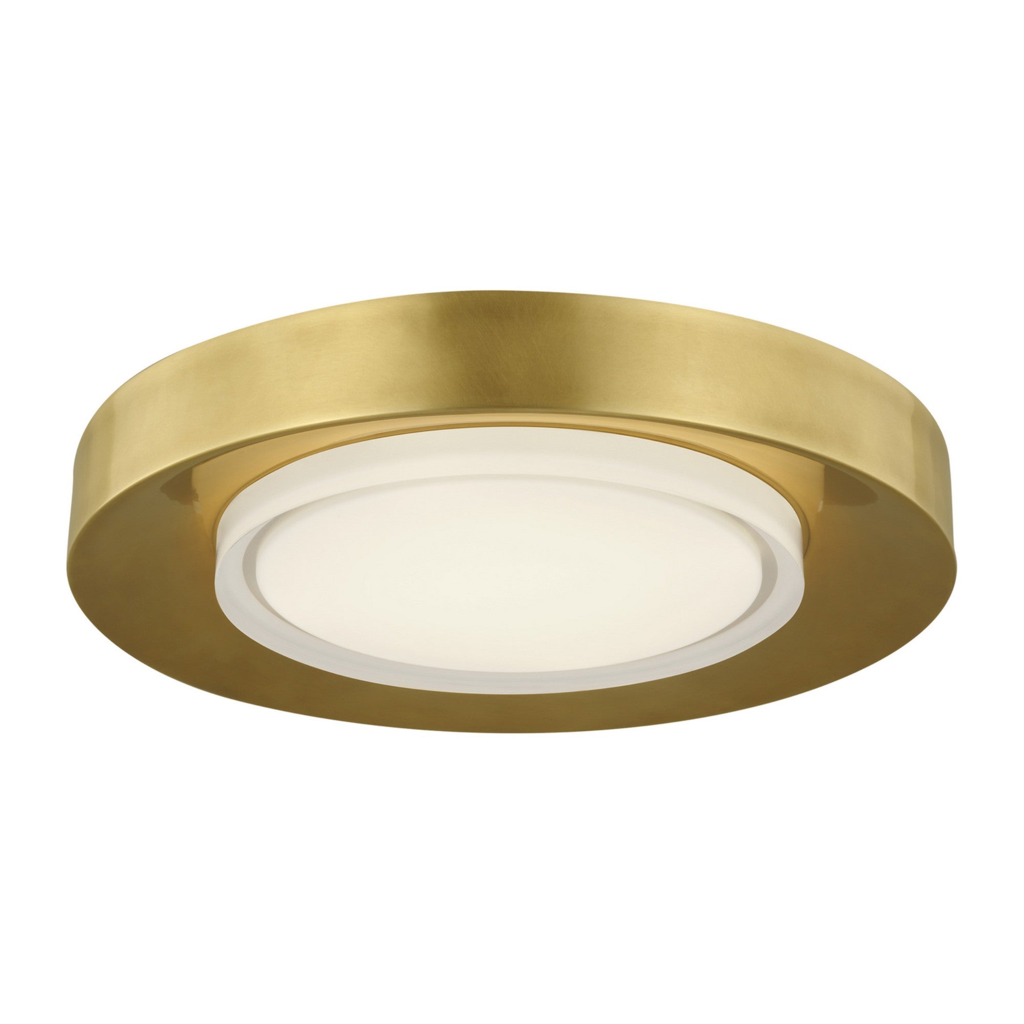 Hilo 16" LED Flush Mount, 120-277V, Natural Brass Finish - Bees Lighting