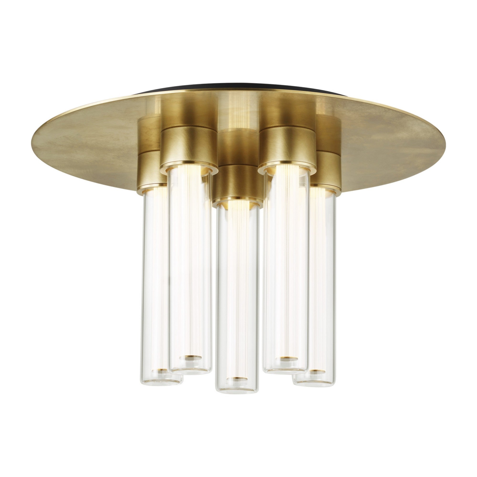 Kola 13" 5-Light LED Flush Mount, 277V, Natural Brass Finish - Bees Lighting