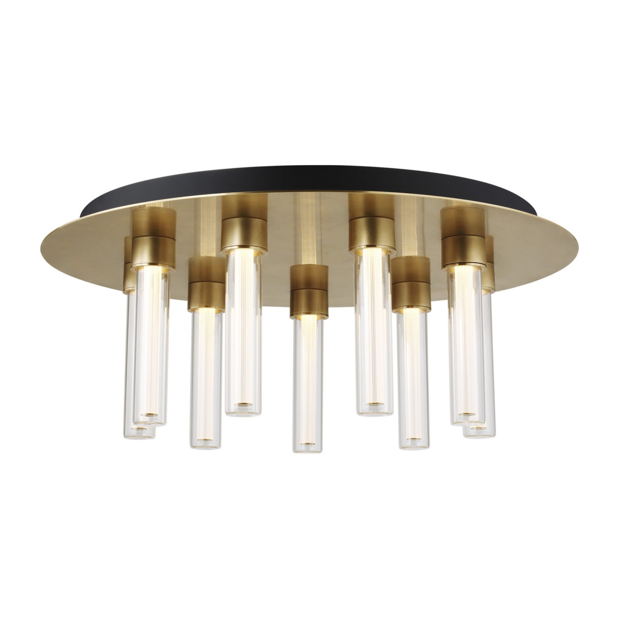 Kola 22" 9-Light LED Flush Mount, 277V, Natural Brass Finish - Bees Lighting