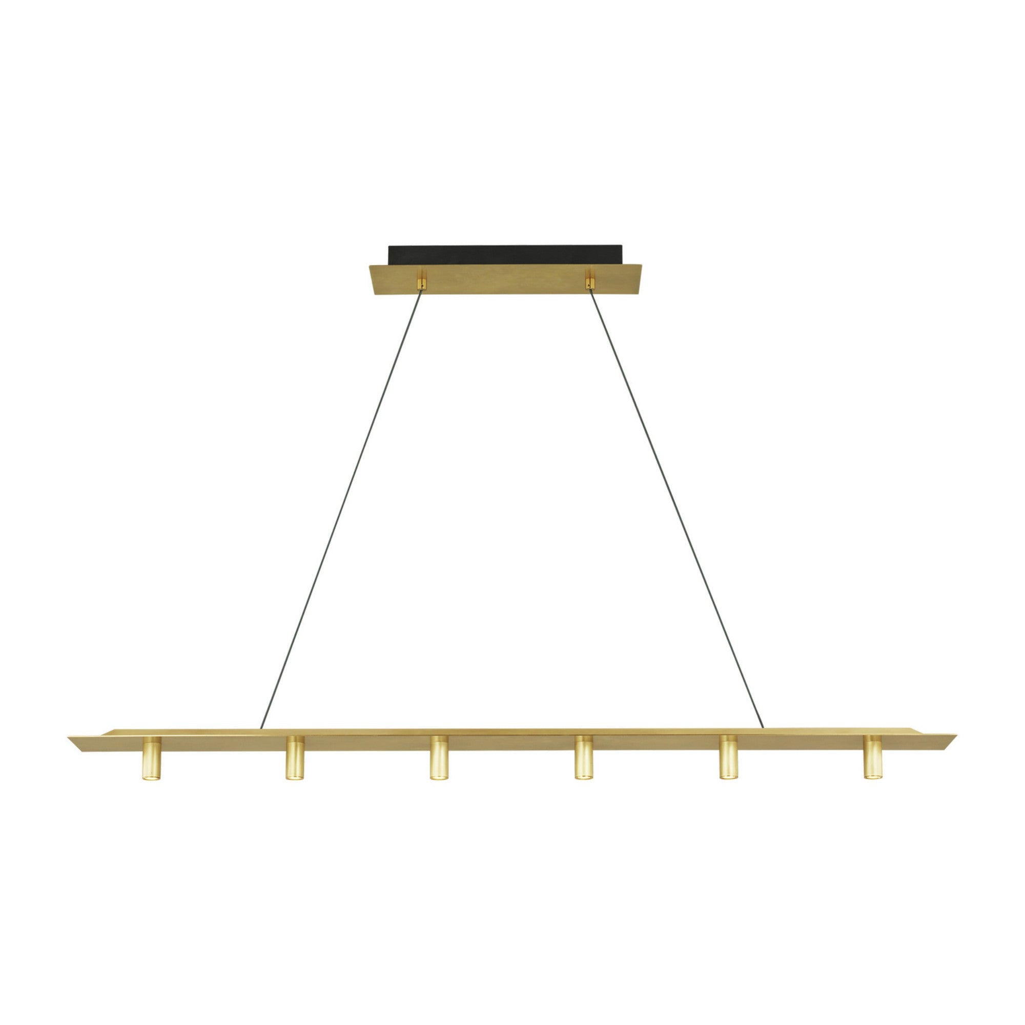 Ponte 50" LED Linear Chandelier, 277V, Natural Brass Finish - Bees Lighting
