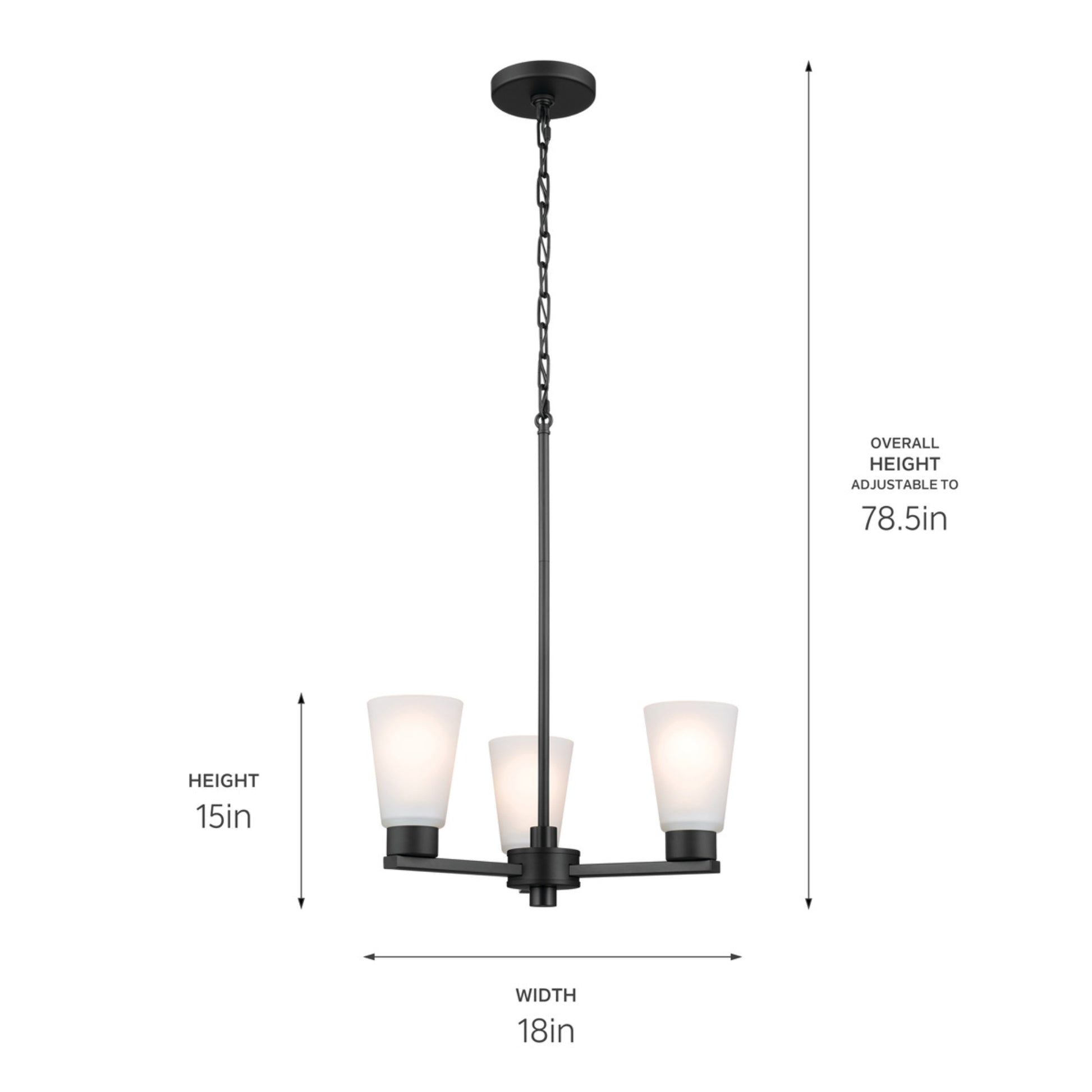 Stamos 18" 3-Light Chandelier, Black Finish - Bees Lighting