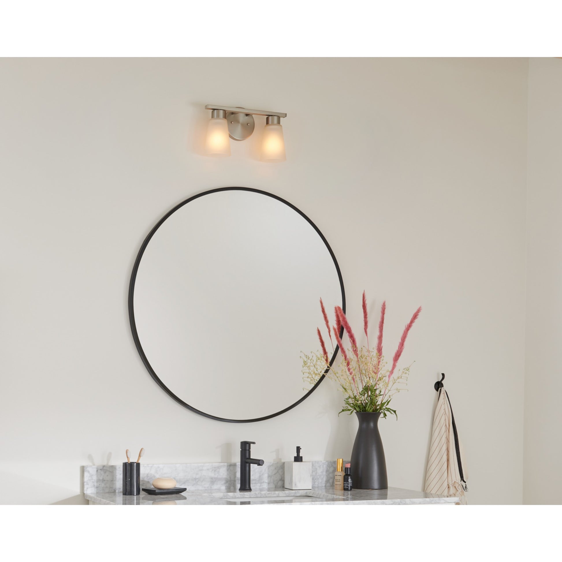 Stamos 13" 2-Light Bath Vanity Light, Brushed Nickel Finish - Bees Lighting