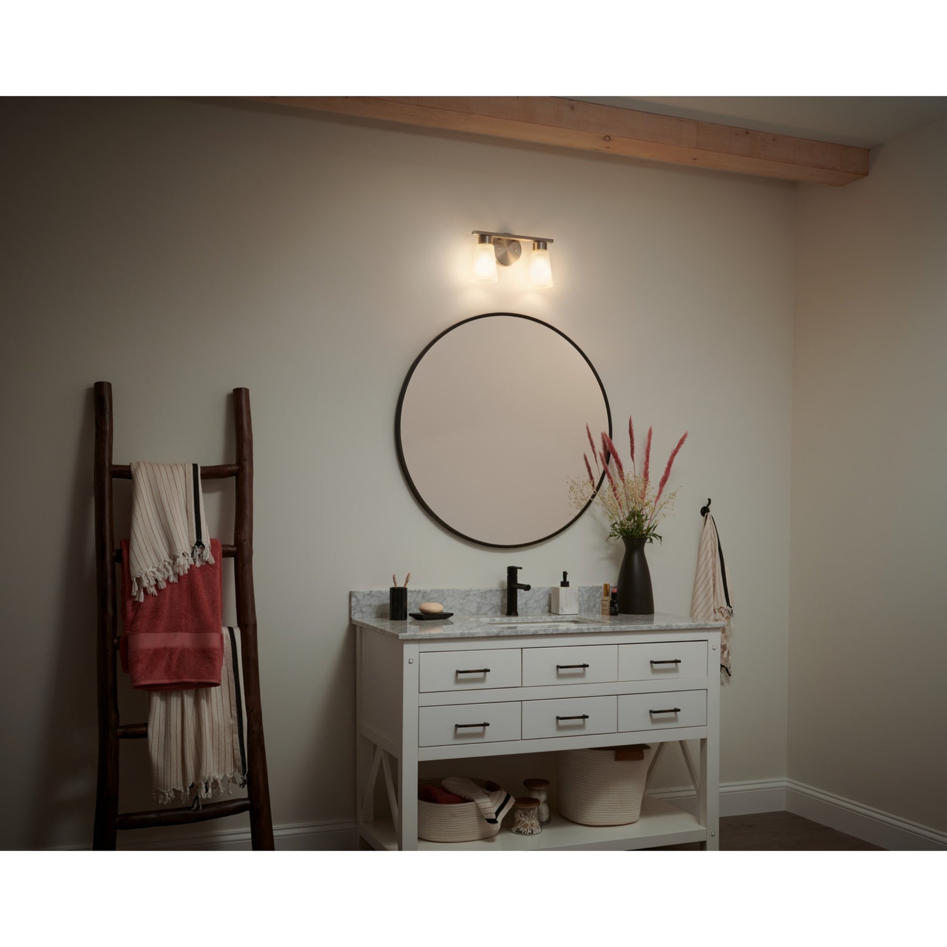 Stamos 13" 2-Light Bath Vanity Light, Brushed Nickel Finish - Bees Lighting