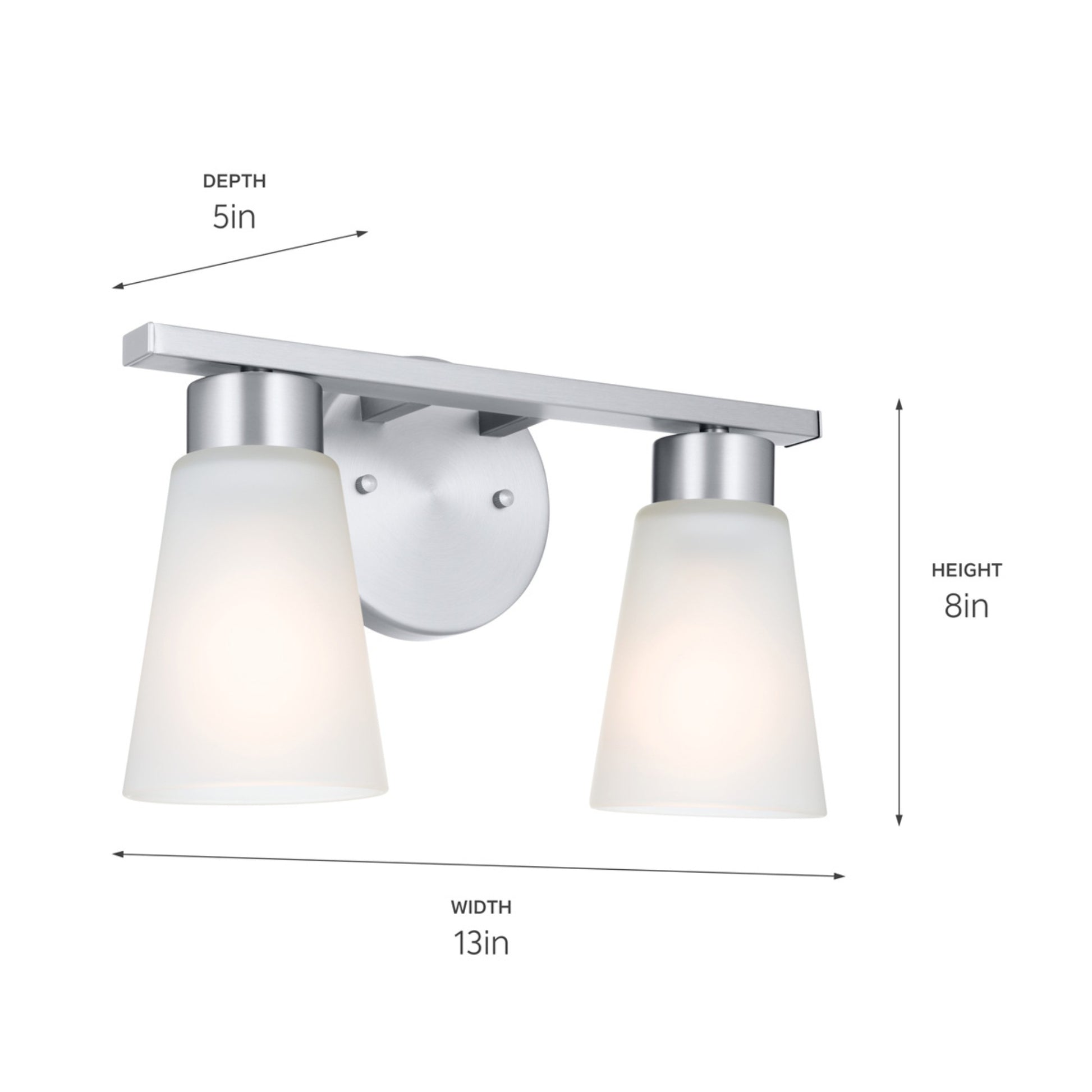 Stamos 13" 2-Light Bath Vanity Light, Brushed Nickel Finish - Bees Lighting