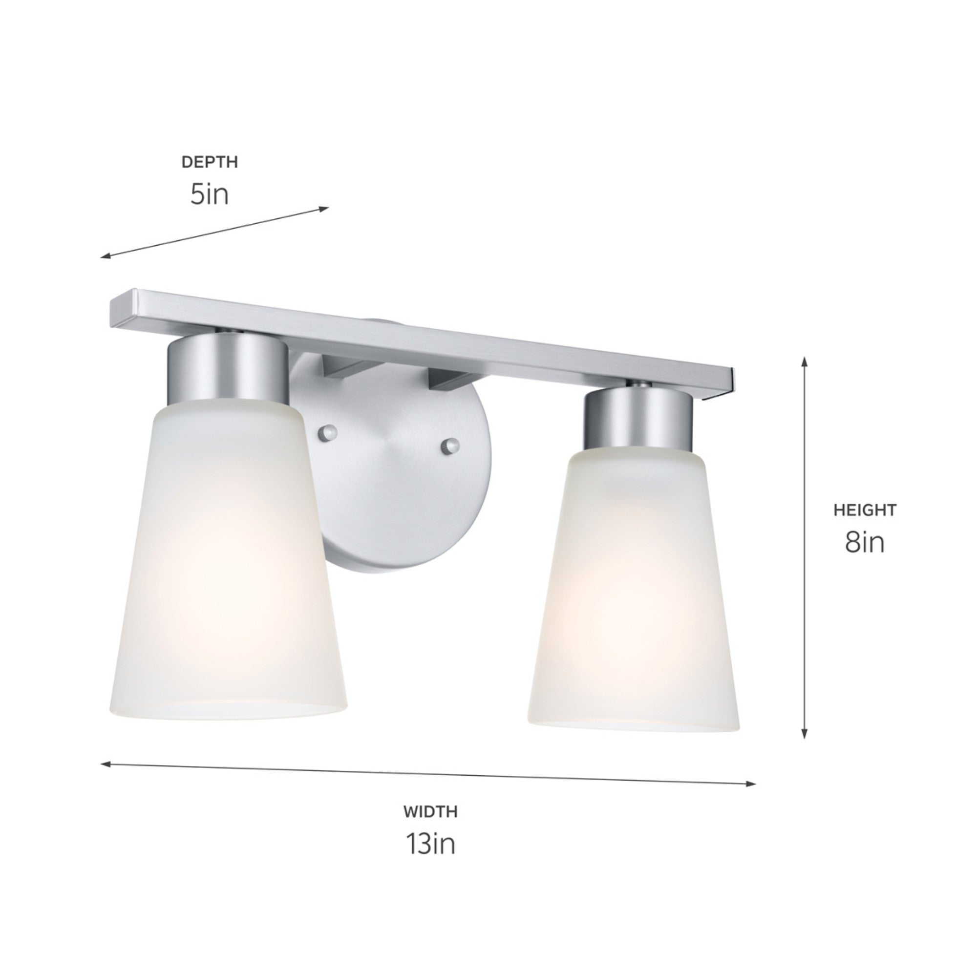 Stamos 13" 2-Light Bath Vanity Light, Brushed Nickel Finish - Bees Lighting