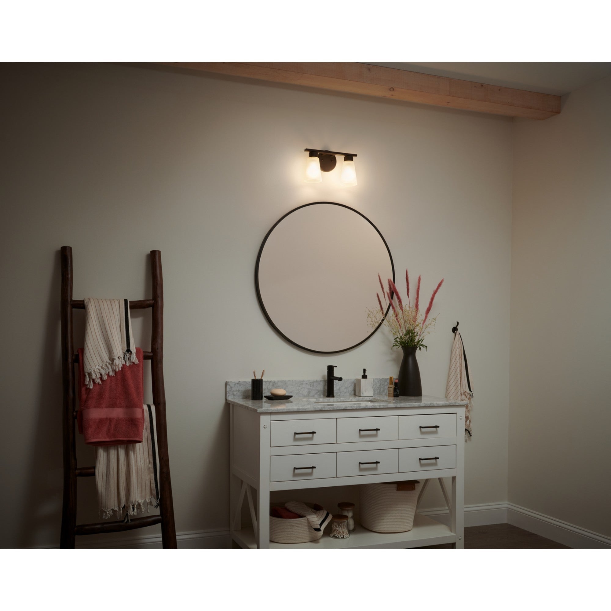 Stamos 13" 2-Light Bath Vanity Light, Olde Bronze Finish - Bees Lighting