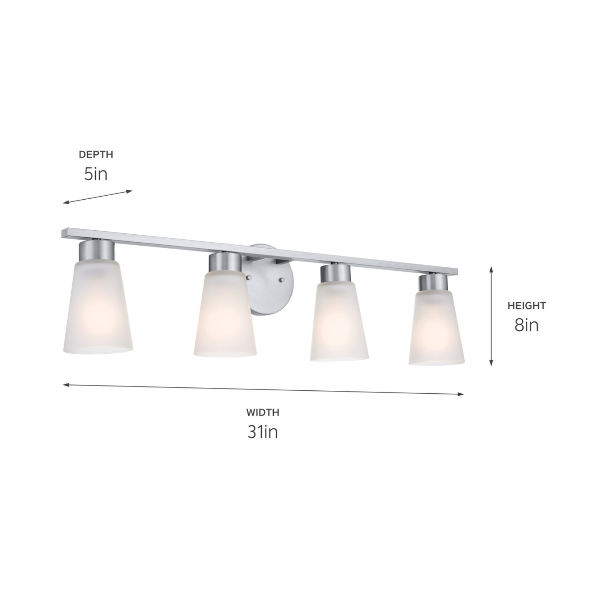 Stamos 31" 4-Light Bath Vanity Light, Brushed Nickel Finish - Bees Lighting
