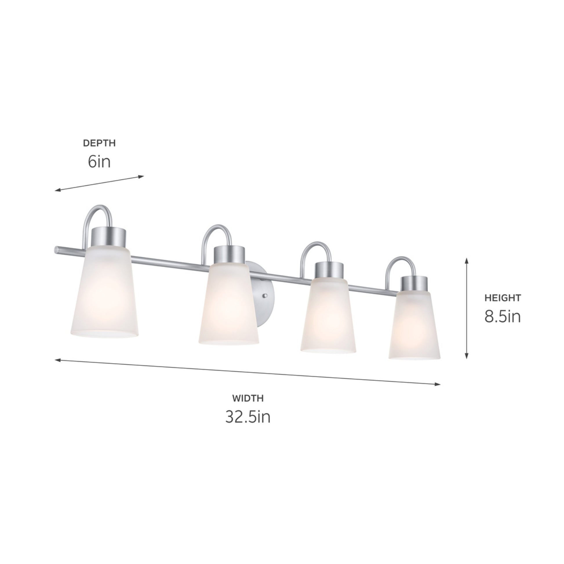 Erma 33" 4-Light Bath Vanity Light, Brushed Nickel Finish - Bees Lighting