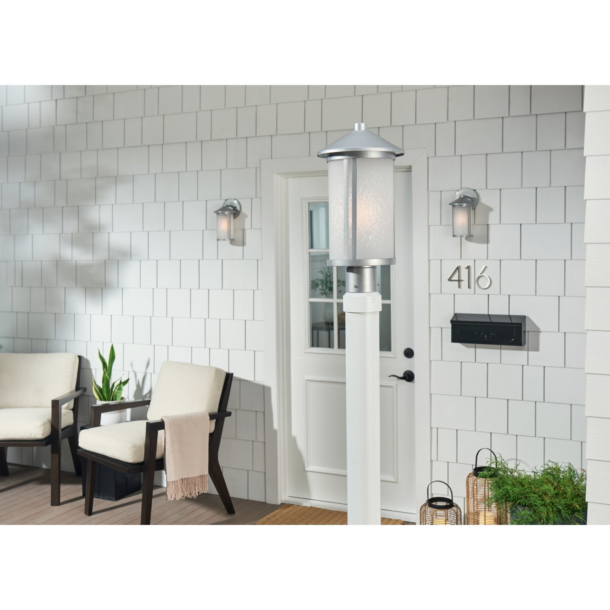 Lombard 17" Outdoor Post Light, Brushed Aluminum Finish - Bees Lighting