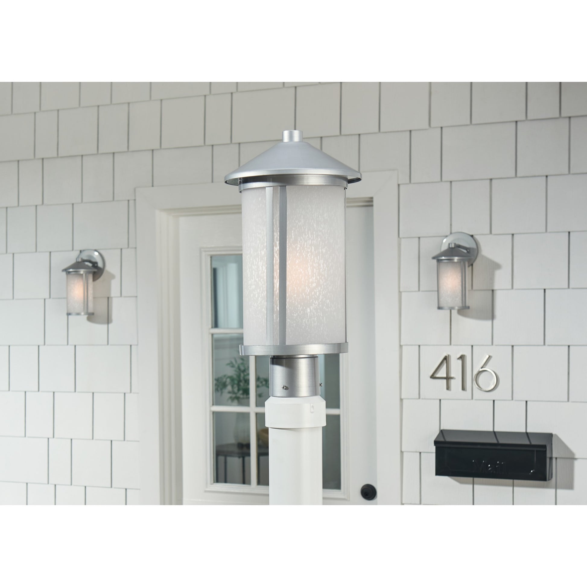 Lombard 17" Outdoor Post Light, Brushed Aluminum Finish - Bees Lighting