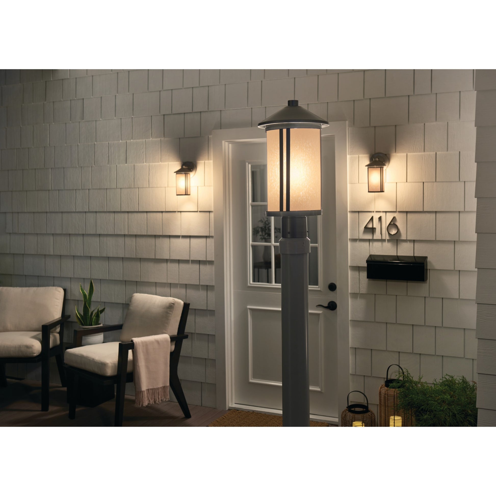 Lombard 17" Outdoor Post Light, Brushed Aluminum Finish - Bees Lighting