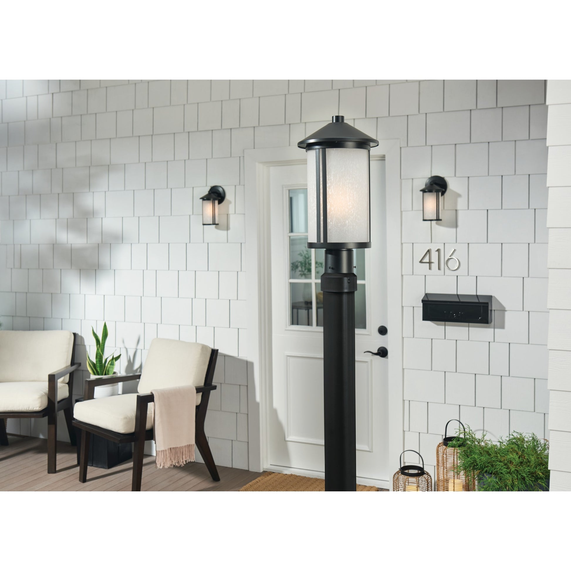 Lombard 17" Outdoor Post Light, Black Finish - Bees Lighting
