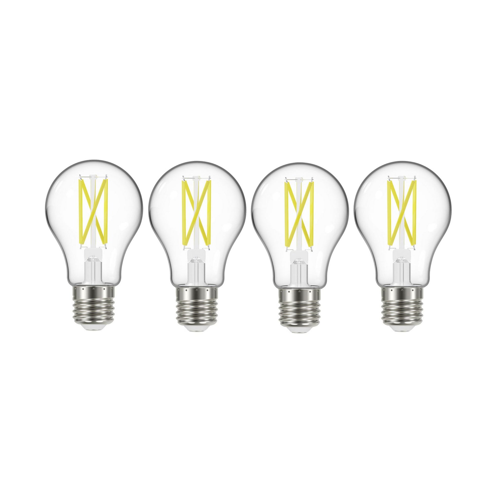 A19 LED Bulb, 75W Equivalent, 11 Watts, 1100 Lumens, 2700K, E26 Medium Base, Clear, Pack of 4 - Bees Lighting