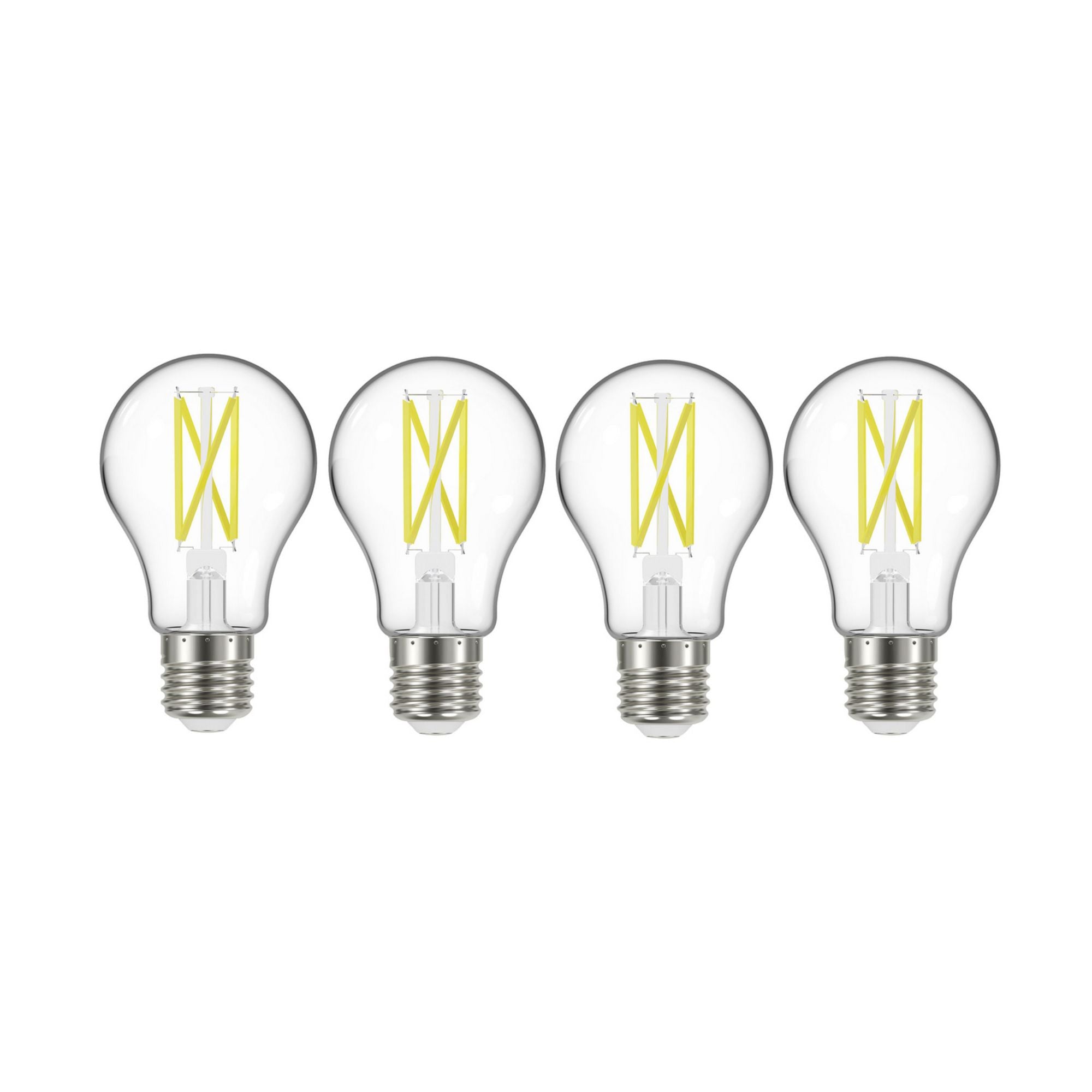 A19 LED Bulb, 75W Equivalent, 11 Watts, 1100 Lumens, 2700K, E26 Medium Base, Clear, Pack of 4 - Bees Lighting