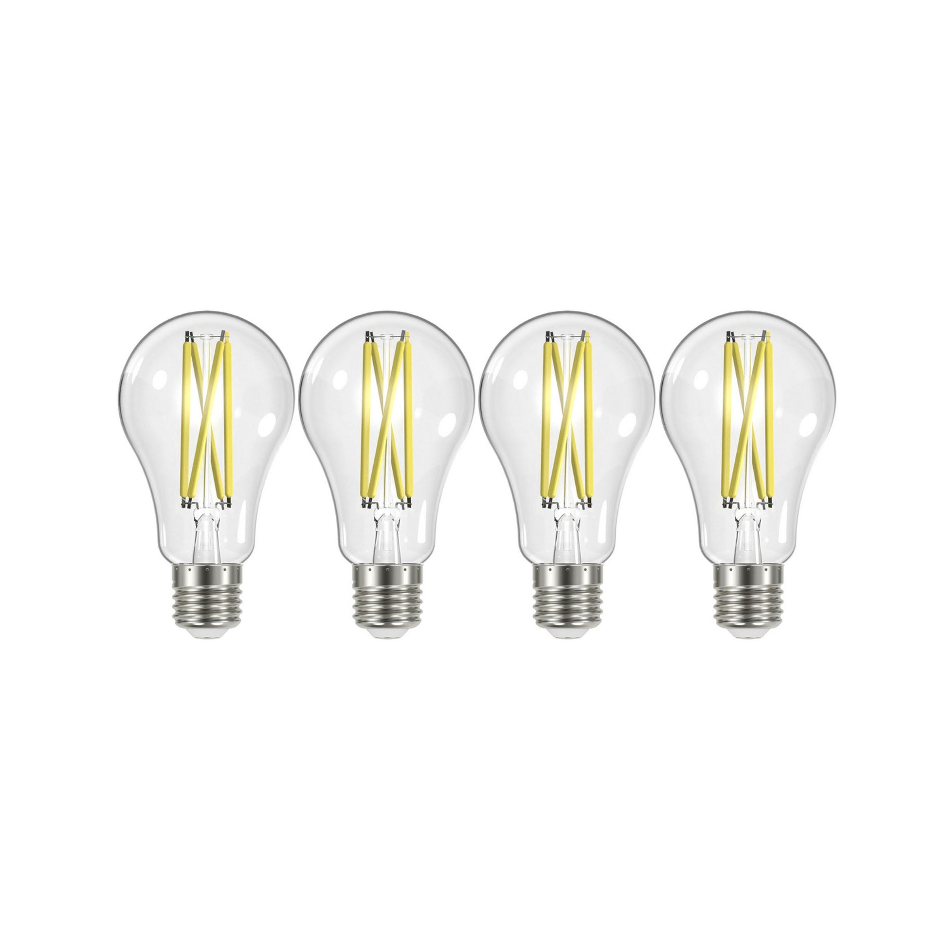 A19 LED Filament Bulb, 100W Equal, 13 Watts, 1500 Lumens, 3000K, E26 Medium Base, Clear, Pack of 4 - Bees Lighting