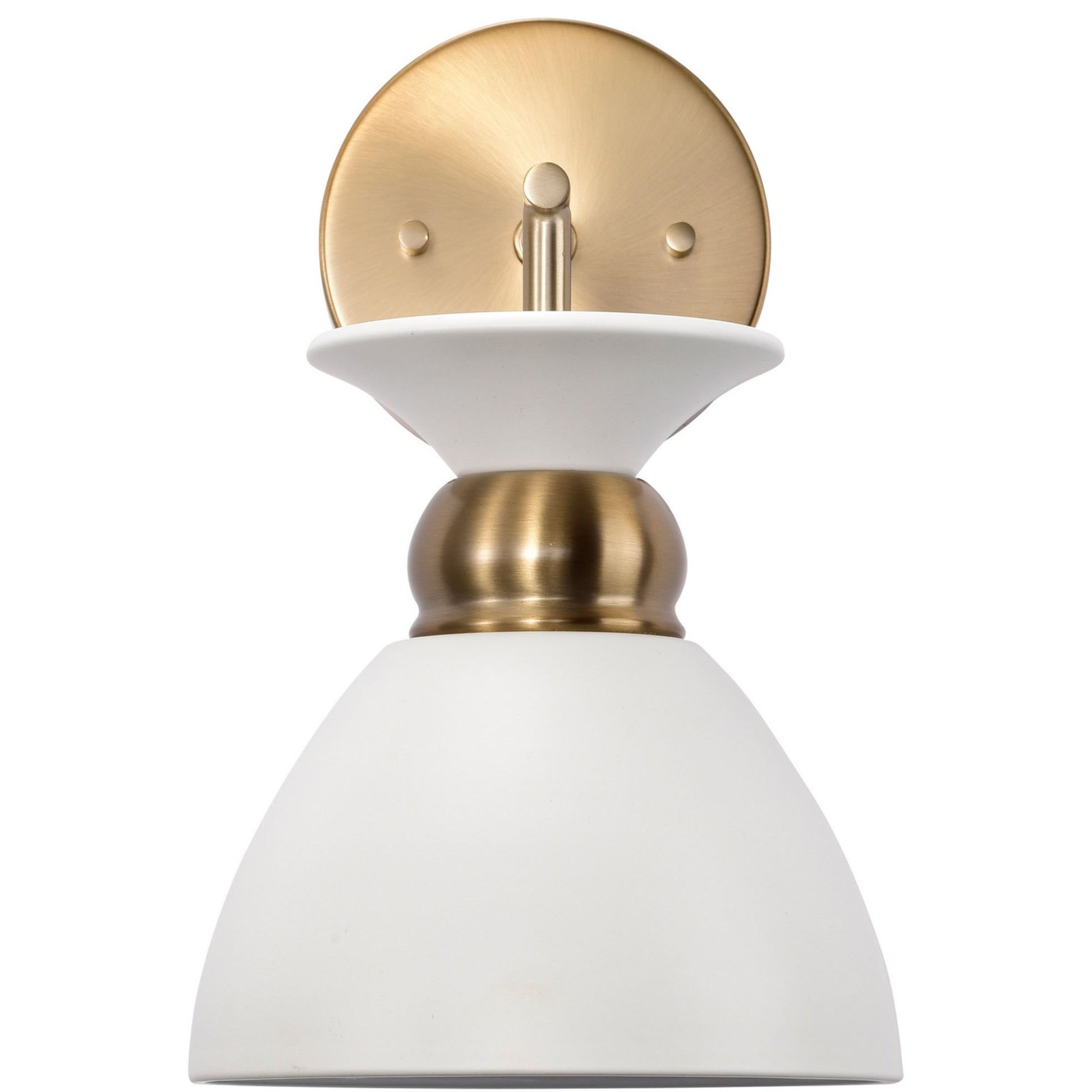 Perkins 11" Armed Sconce, Matte White with Vintage Brass - Bees Lighting