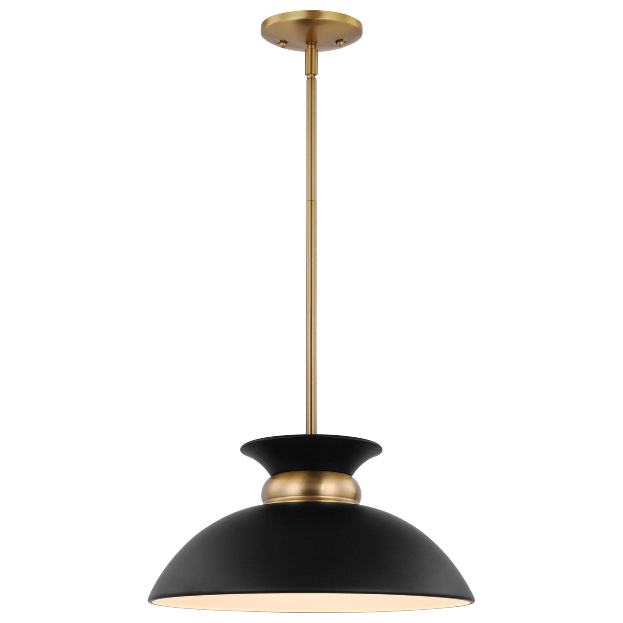 Perkins 15" Pendant, Matte Black with Vintage Brass - Bees Lighting