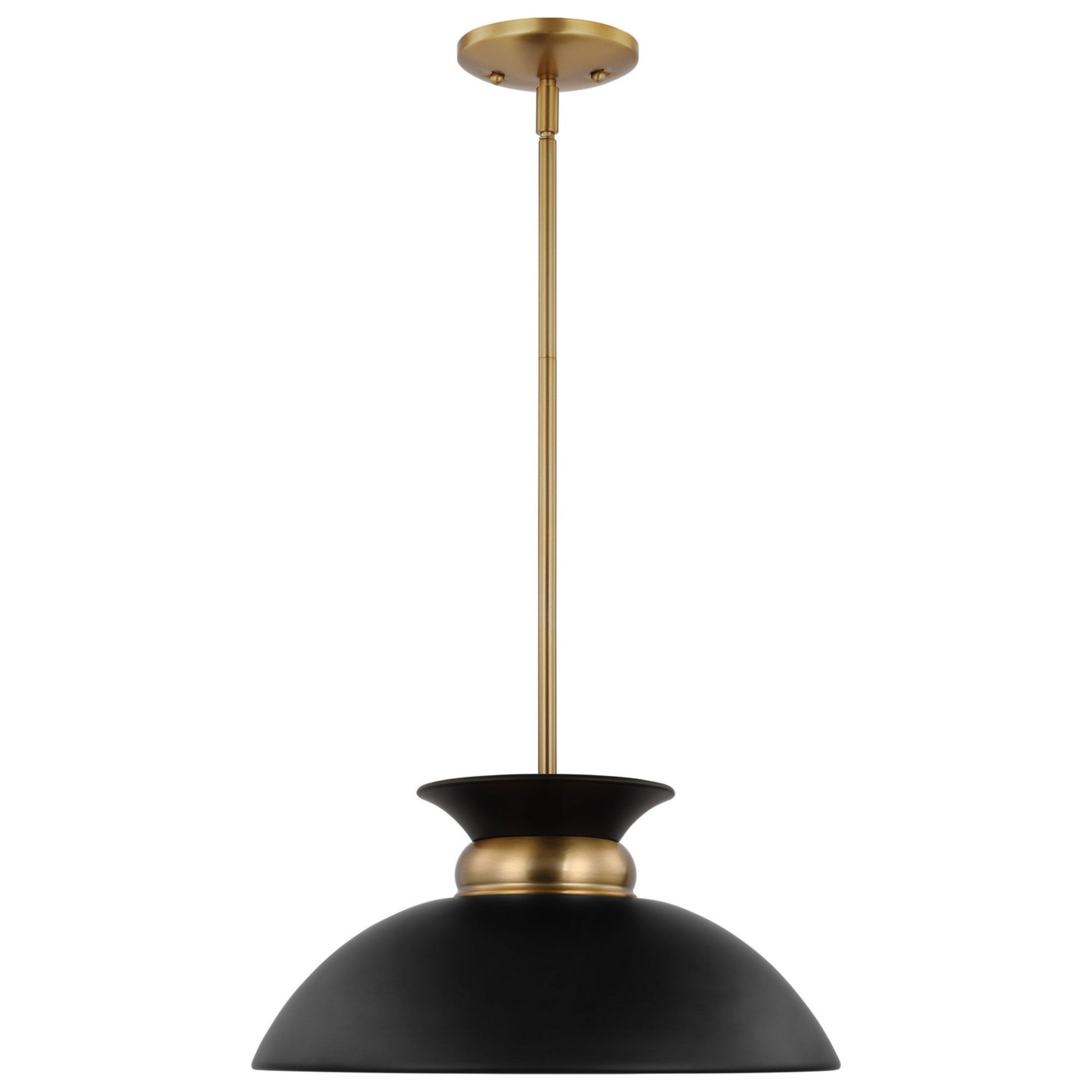 Perkins 15" Pendant, Matte Black with Vintage Brass - Bees Lighting