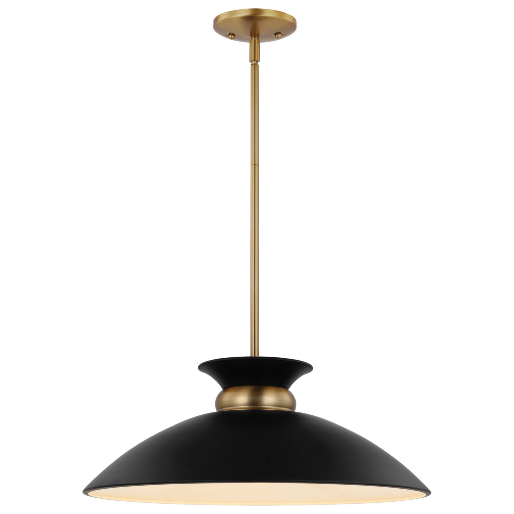 Perkins 20" Pendant, Matte Black with Vintage Brass - Bees Lighting