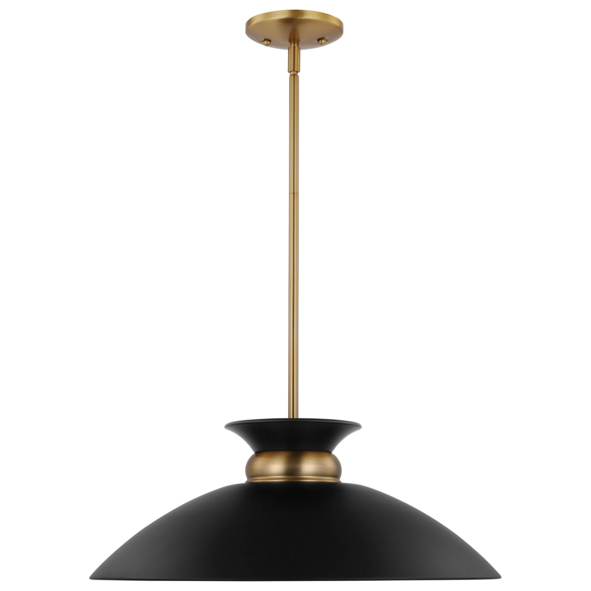 Perkins 20" Pendant, Matte Black with Vintage Brass - Bees Lighting