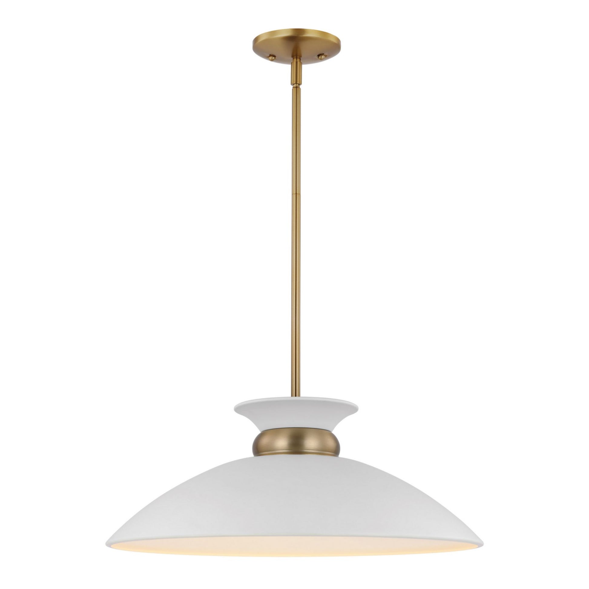 Perkins 20" Pendant, Matte White with Vintage Brass - Bees Lighting