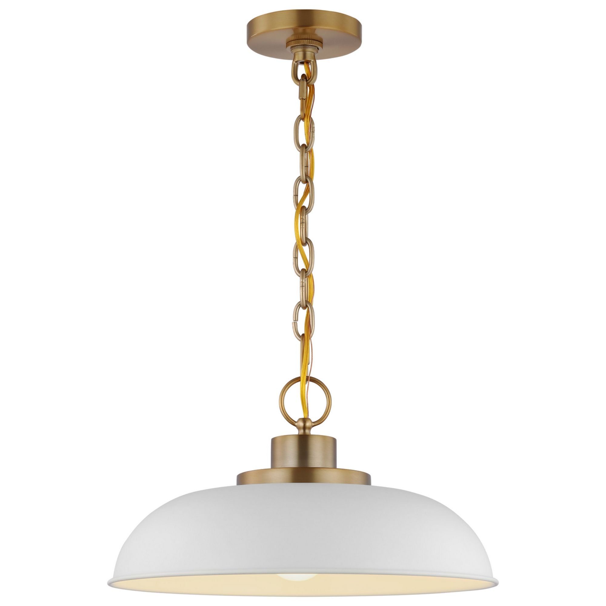Colony 15" Pendant, Matte White / Burnished Brass Finish - Bees Lighting