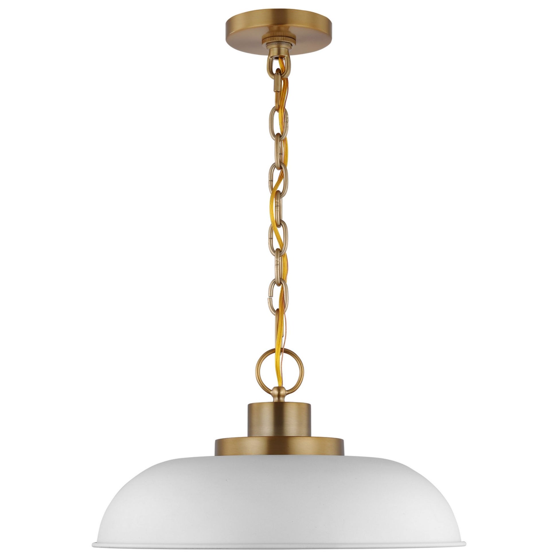 Colony 15" Pendant, Matte White / Burnished Brass Finish - Bees Lighting