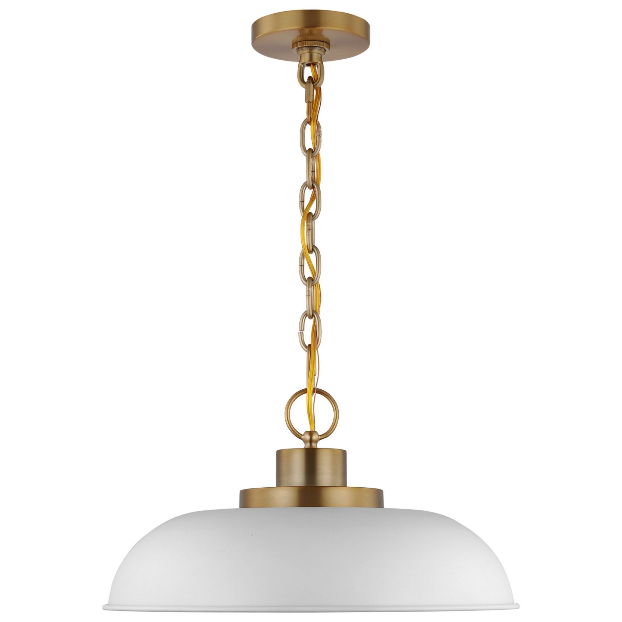 Colony 15" Pendant, Matte White / Burnished Brass Finish - Bees Lighting