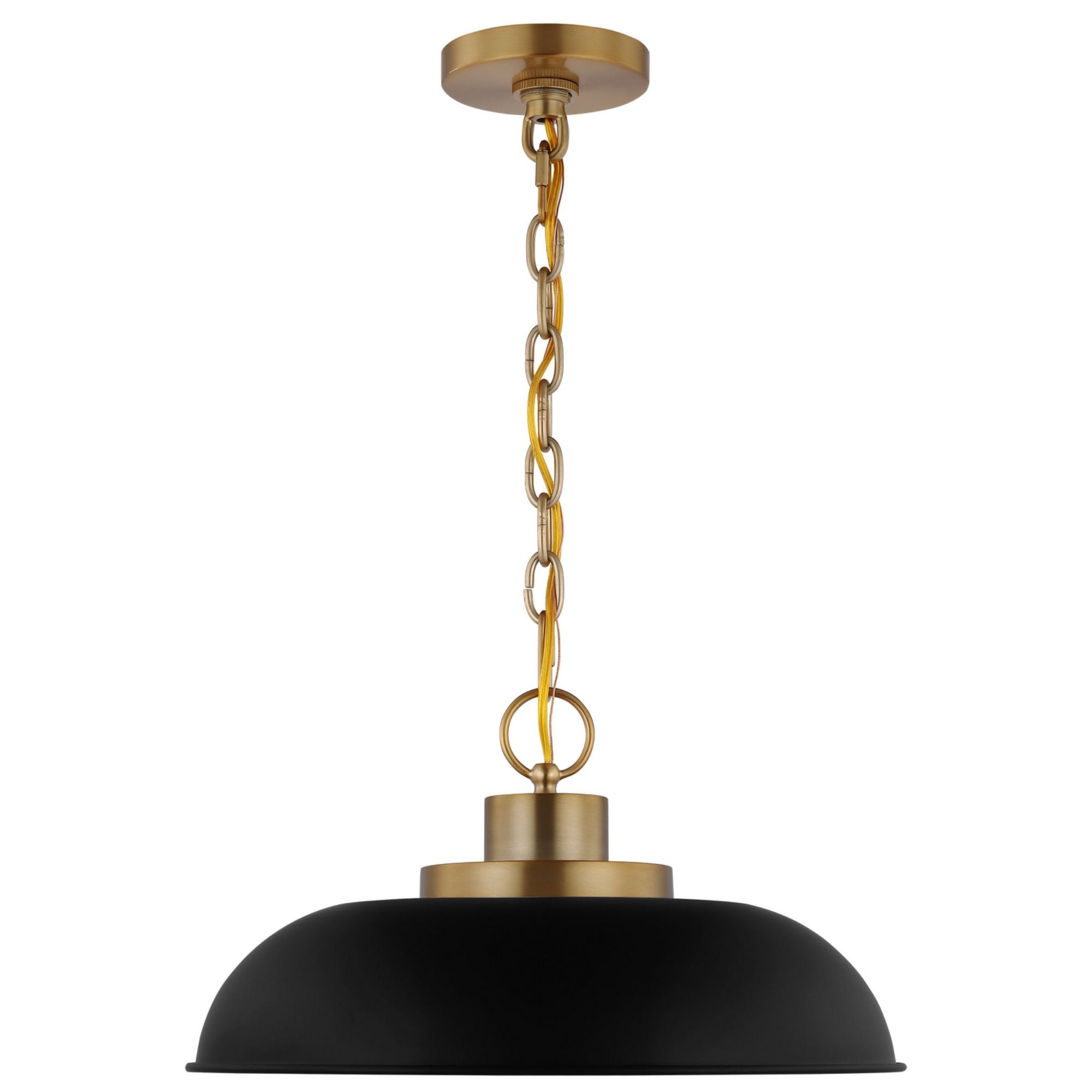 Colony 15" Pendant, Matte Black / Burnished Brass Finish - Bees Lighting