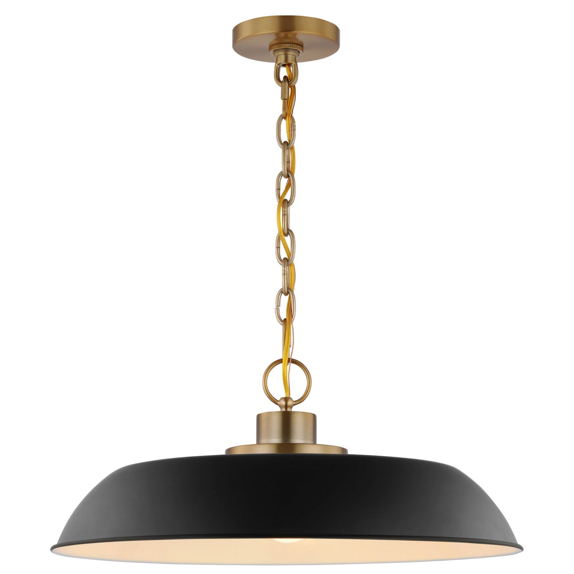 Colony 20" Pendant, Matte Black / Burnished Brass Finish - Bees Lighting