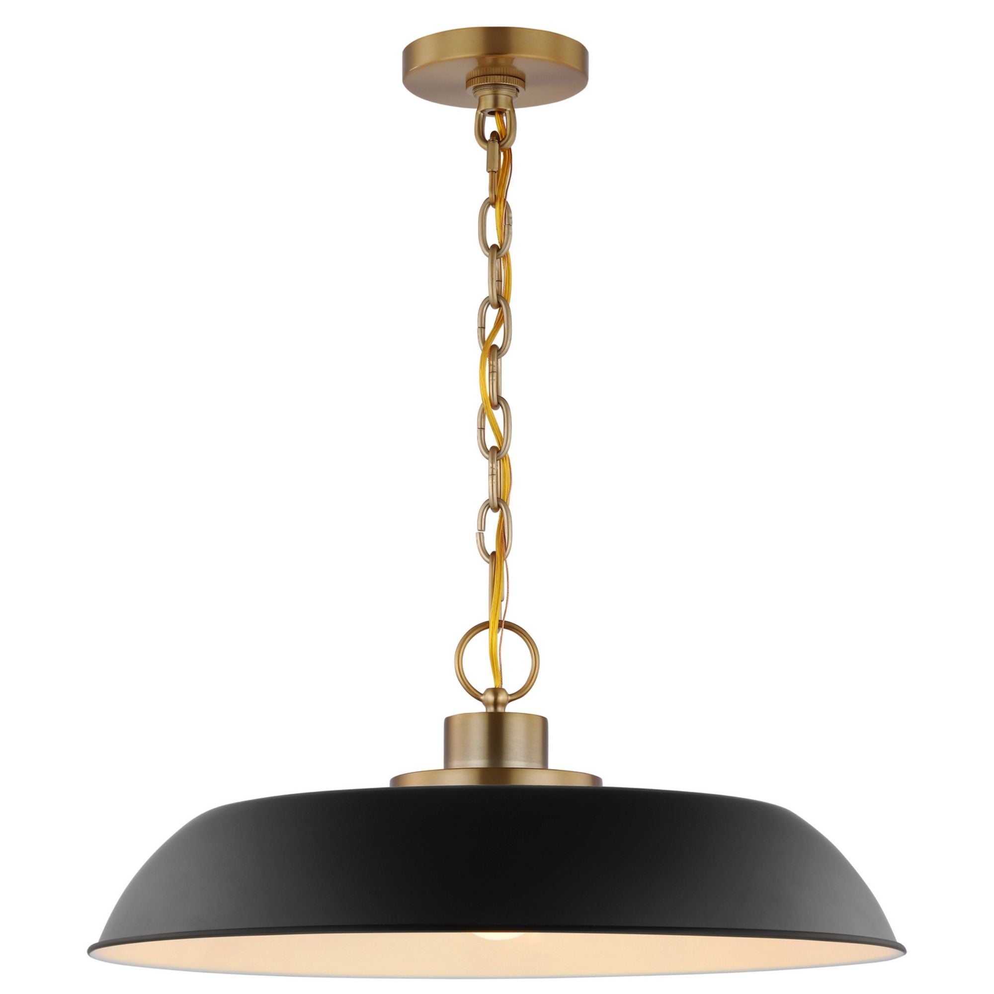 Colony 20" Pendant, Matte Black / Burnished Brass Finish - Bees Lighting