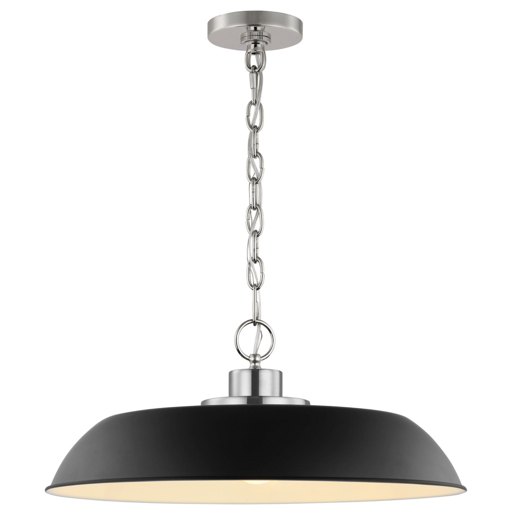Colony 20" Pendant, Matte Black / Polished Nickel Finish