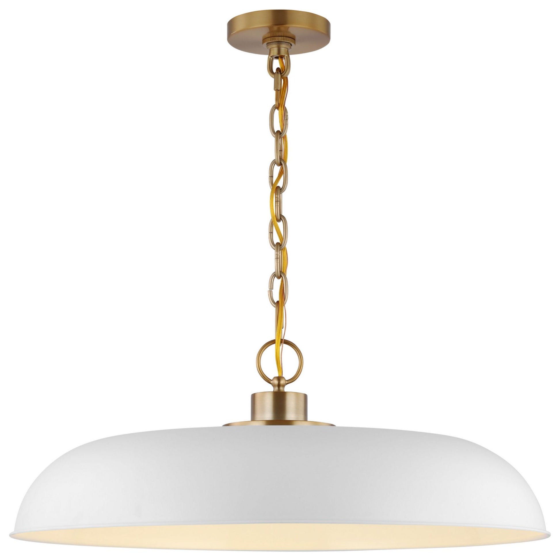 Colony 24" Pendant, Matte White / Burnished Brass Finish - Bees Lighting