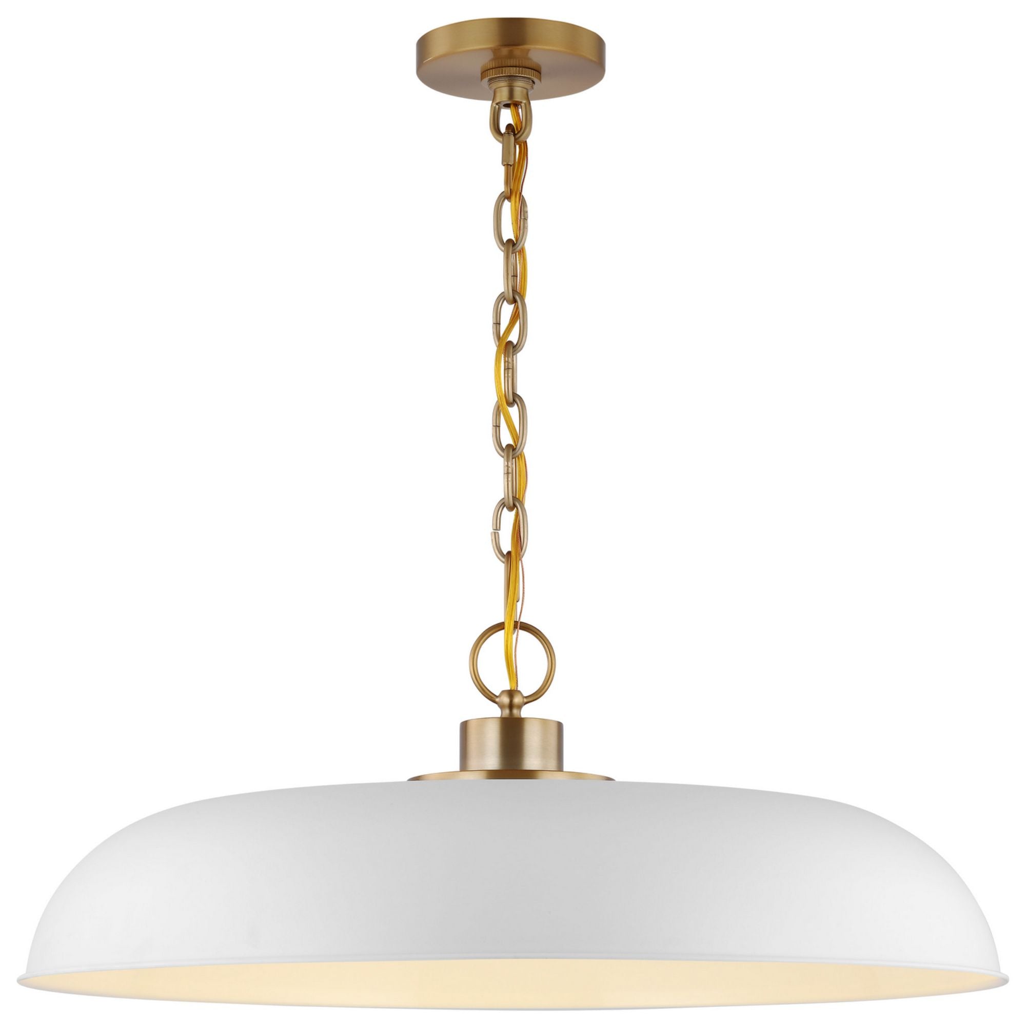 Colony 24" Pendant, Matte White / Burnished Brass Finish - Bees Lighting
